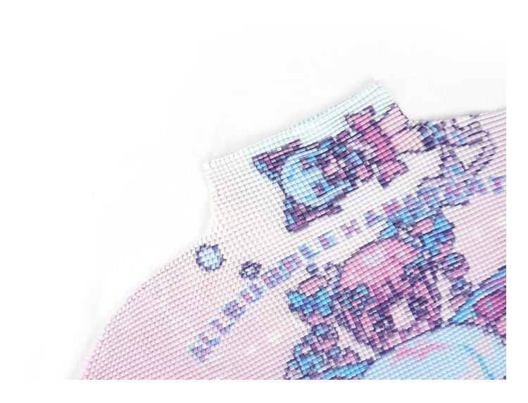 Kawaii Cartoon Japanese Full - print Ruffled T-shirt - LolitaEraPinkKawaii Cartoon Japanese Full - print Ruffled T-shirt