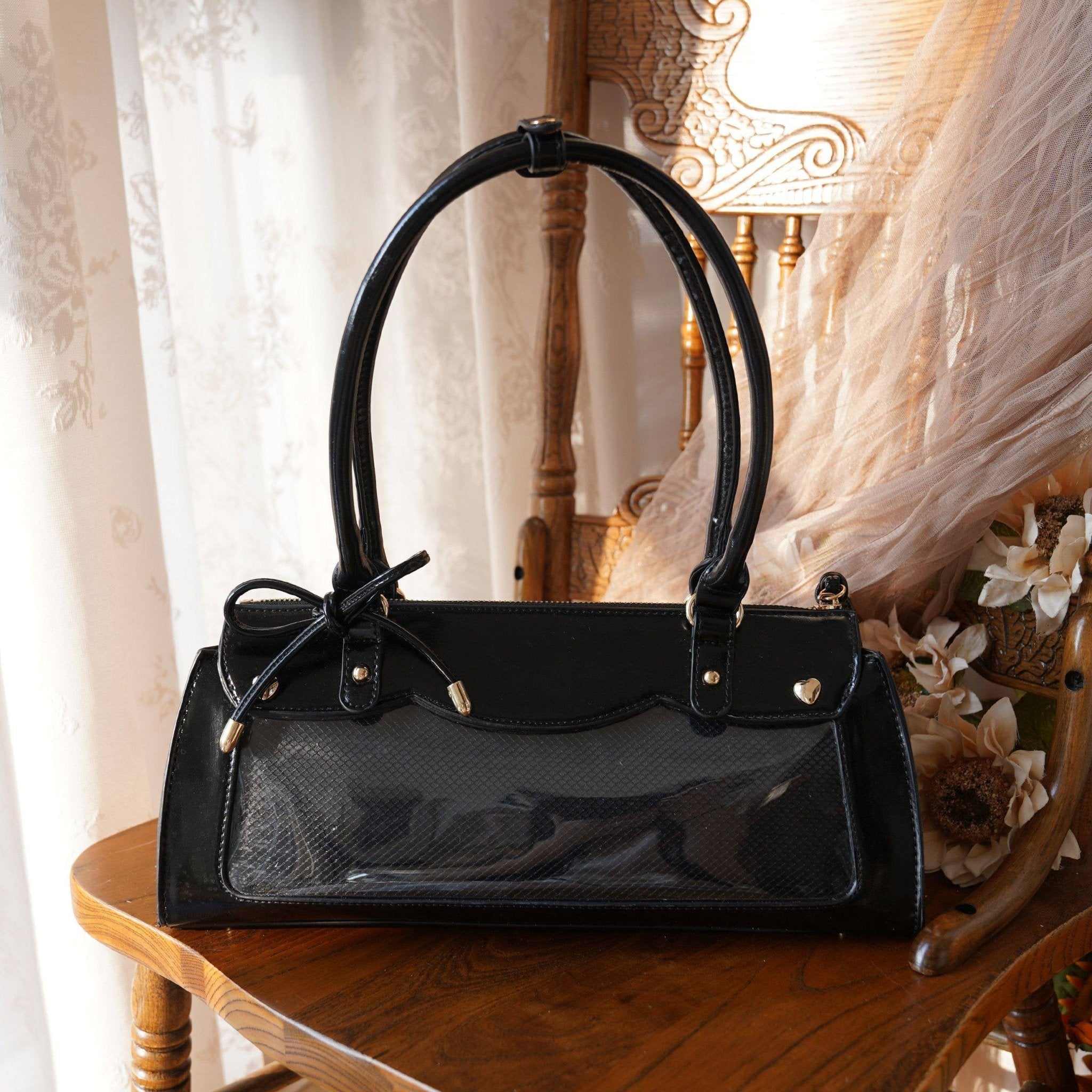 Kawaii Cream - Filled Chocolate Baguette Mini Ita Bag 1286 - LolitaEraBlackKawaii Cream - Filled Chocolate Baguette Mini Ita Bag 1286