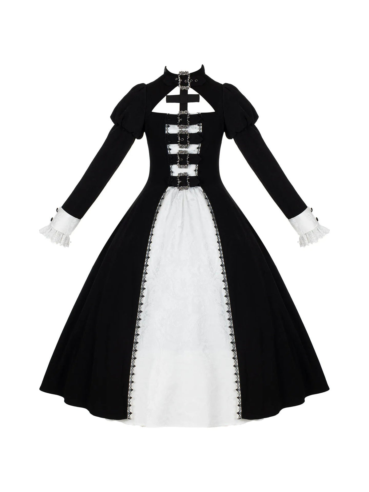 Kelin Lolita Gothic Color Block Front Panel Twin Long & Short OP Dress - LolitaEra