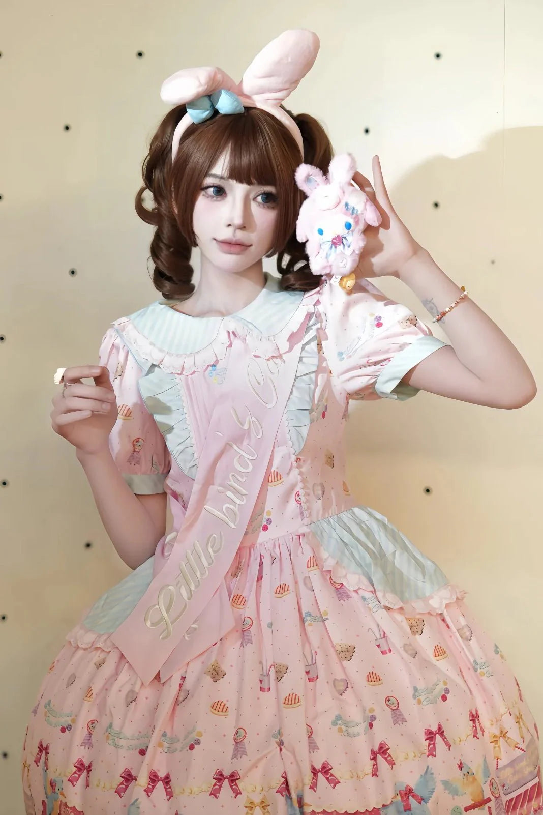 Kingfisher Pastry Chef Sweet Print Lolita OP Dress - LolitaEraPink OP+SashSKingfisher Pastry Chef Sweet Print Lolita OP Dress