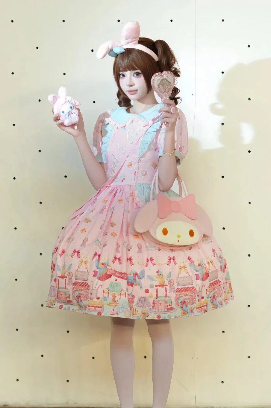 Kingfisher Pastry Chef Sweet Print Lolita OP Dress - LolitaEraPink OP+SashSKingfisher Pastry Chef Sweet Print Lolita OP Dress