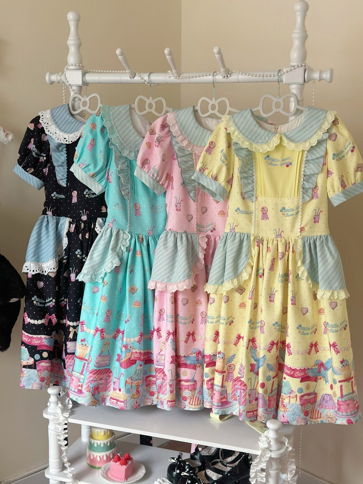 Kingfisher Pastry Chef Sweet Print Lolita OP Dress - LolitaEraBlack OP+SashSKingfisher Pastry Chef Sweet Print Lolita OP Dress