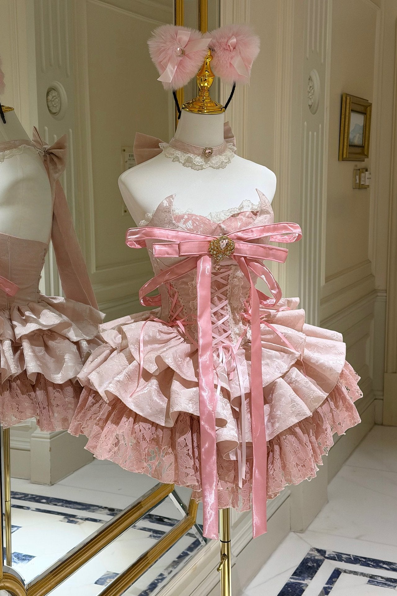 Kitten Lover Pink Dog - Length Ballet Dress - LolitaEraPink DressSKitten Lover Pink Dog - Length Ballet Dress
