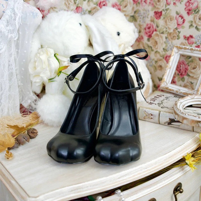 Kitten‑Paw French Ballet‑Style Lolita Mary‑Jane High‑Heeled Shoes - LolitaEra
