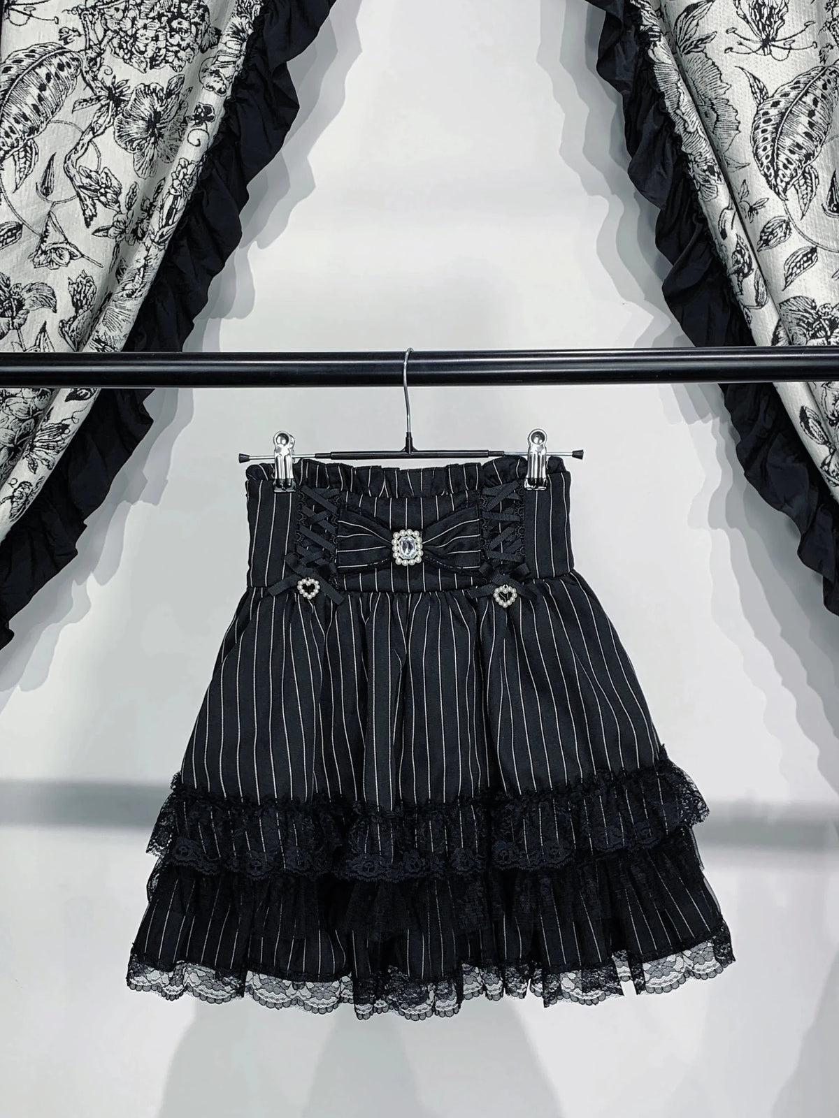 Lace Trim Bow Detail Lolita Mini Half Skirt - LolitaEra