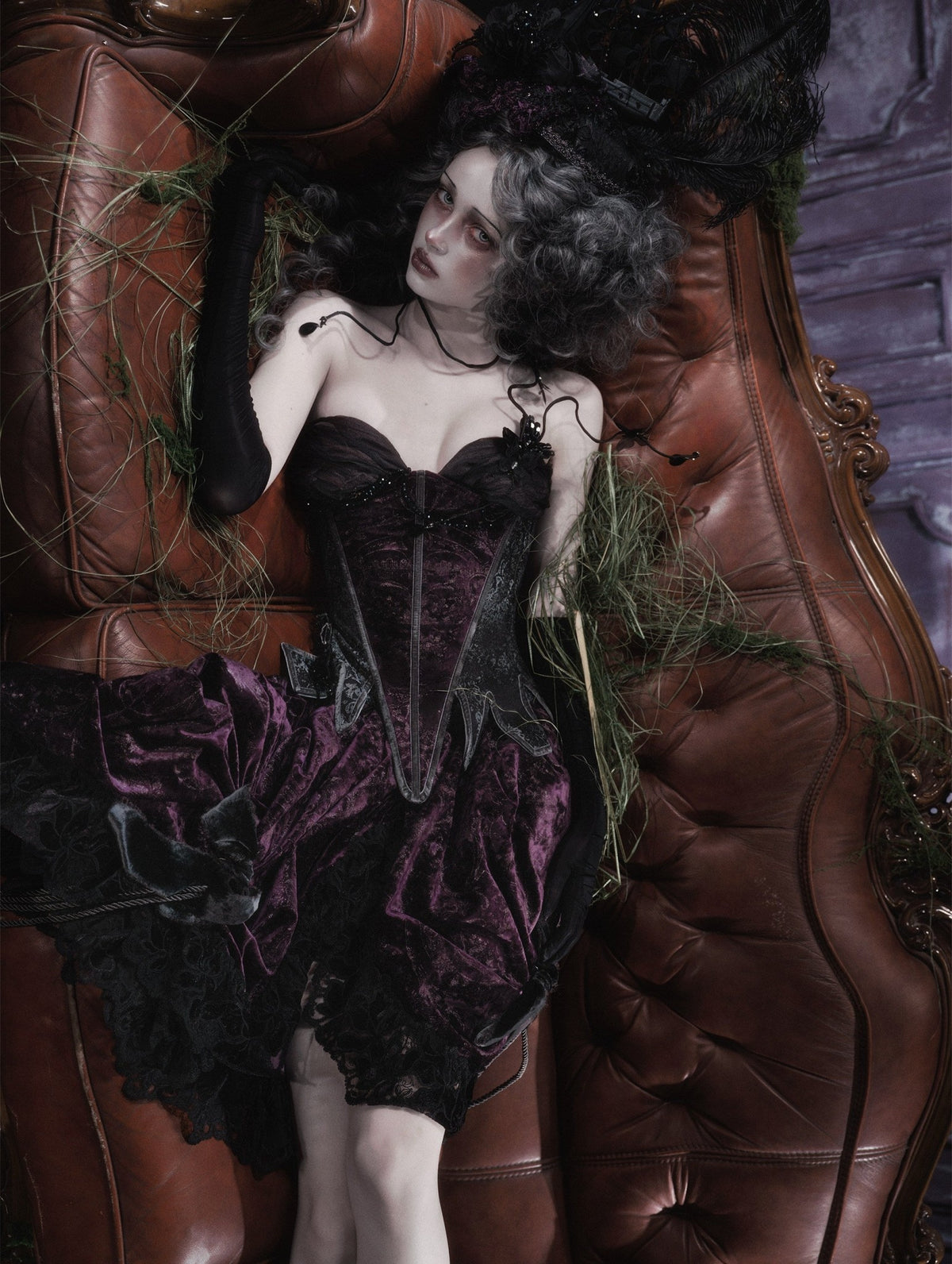 Legacy of the Departed Gothic Dark Butterfly Specter Boned Corset - LolitaEra