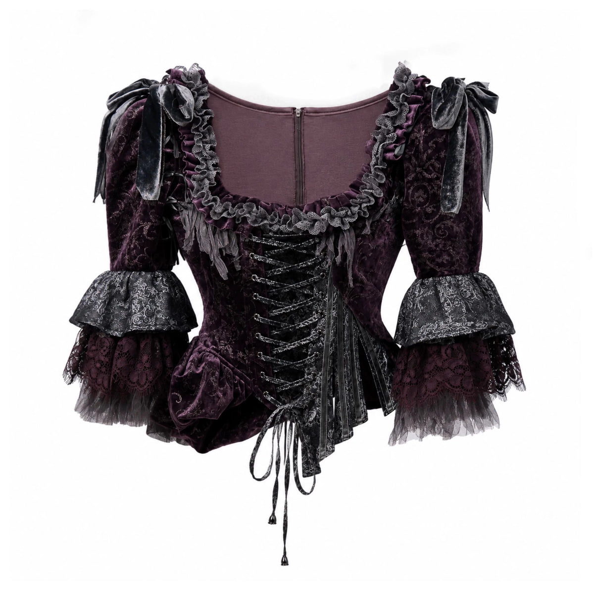 Legacy of the Departed Gothic Dark Drowned Earl Purple Boned Corset - LolitaEra