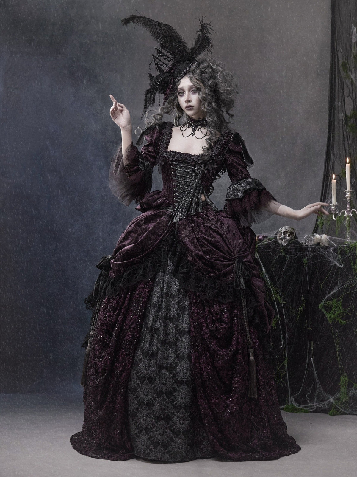 Legacy of the Departed Gothic Dark Drowned Earl Purple Boned Corset - LolitaEra