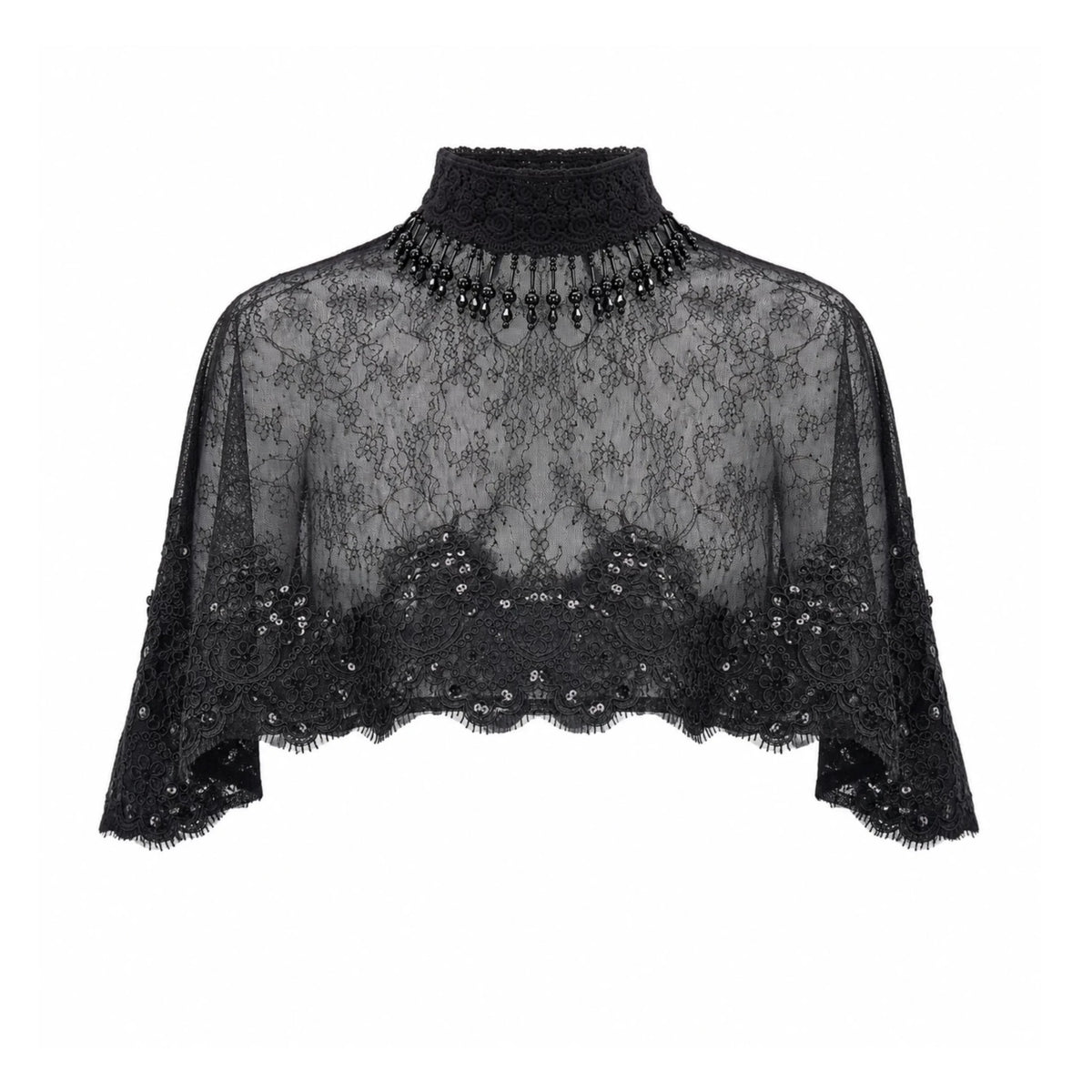 Legacy of the Departed Gothic Dark Lace Black Cape Outerwear - LolitaEra