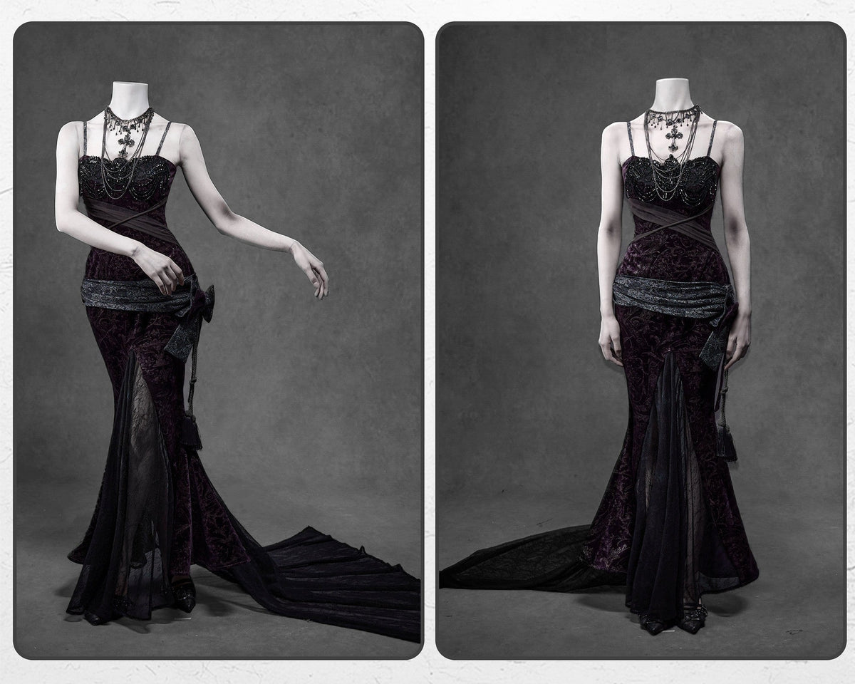 Legacy of the Departed Gothic Dark Spectral Train Slip Dress - LolitaEra