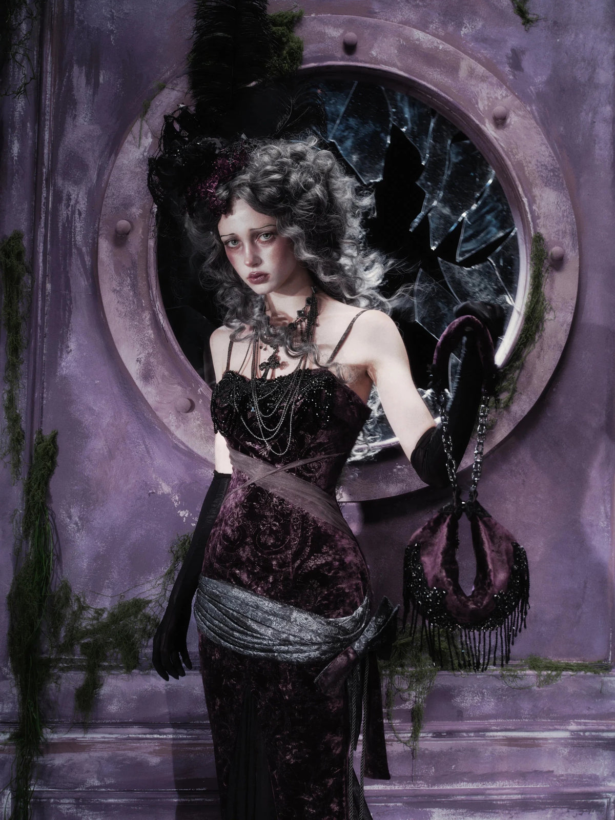 Legacy of the Departed Gothic Dark Spectral Train Slip Dress - LolitaEra