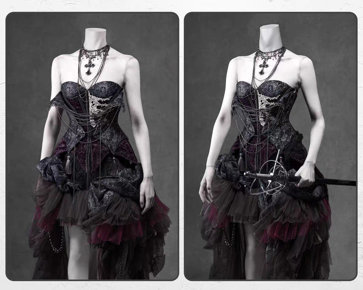 Legacy of the Departed Gothic Dark Spectral Tulle Midi Skirt - LolitaEra