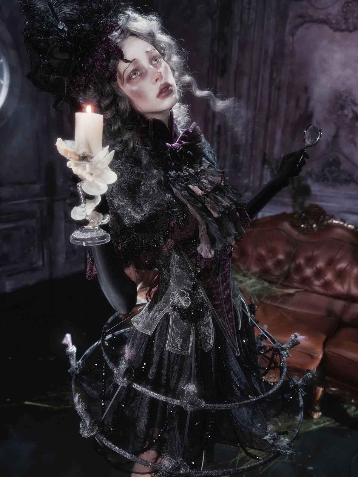 Legacy of the Departed Gothic Dark Spirit-Guiding Lantern Evening Skirt - LolitaEra