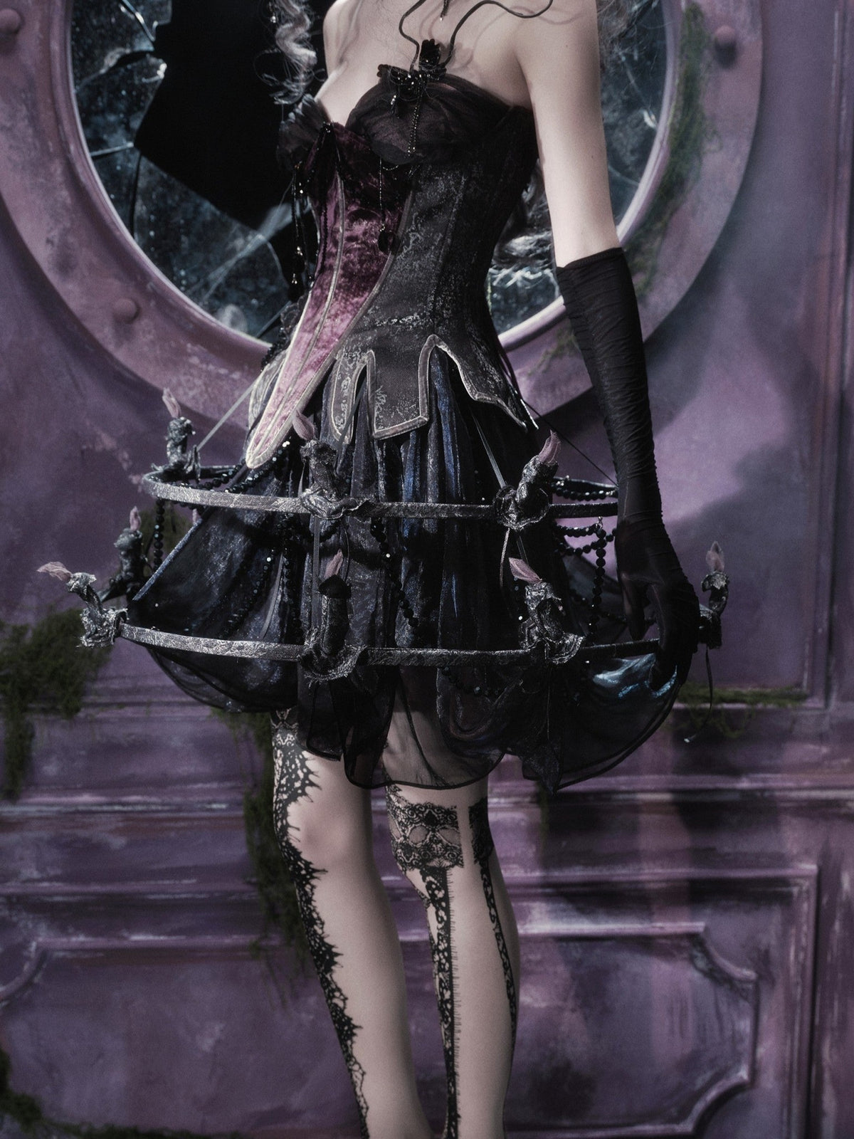 Legacy of the Departed Gothic Dark Spirit-Guiding Lantern Evening Skirt - LolitaEra