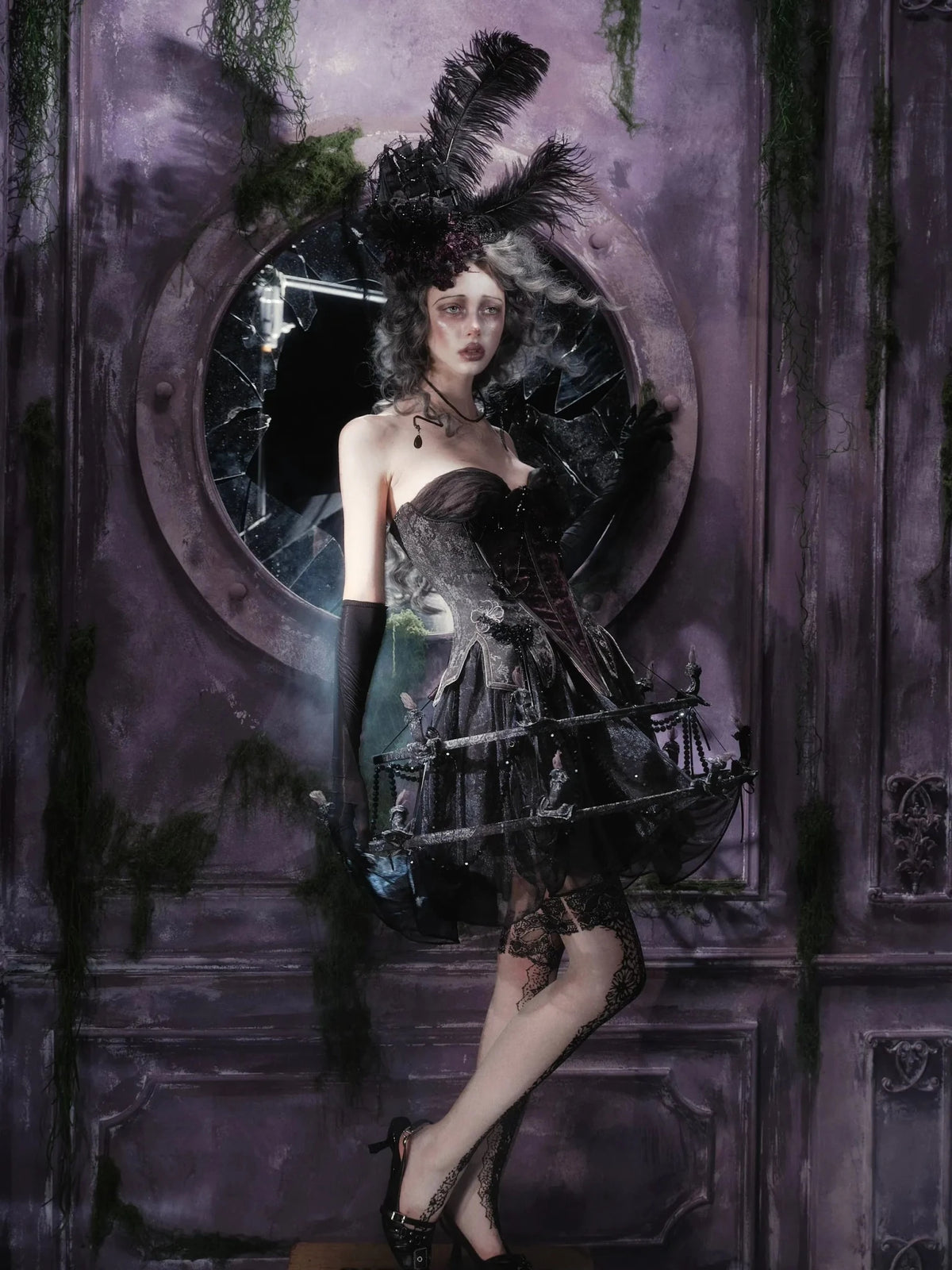 Legacy of the Departed Gothic Dark Spirit-Guiding Lantern Evening Skirt - LolitaEra