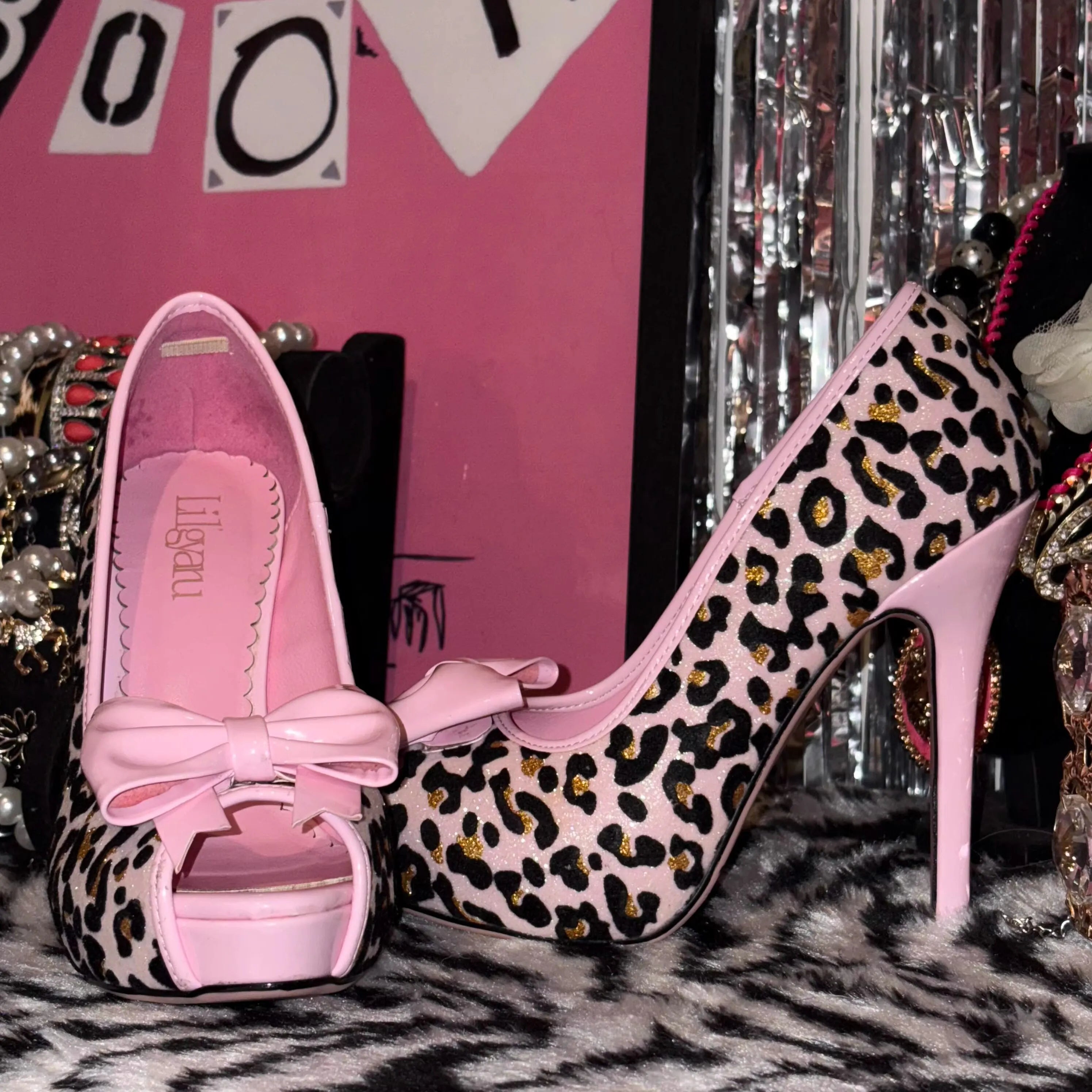 Little Devil Lilgyaru Leopard Print Old-School 12cm High Heels Women's Shibuya Gal Hime-style