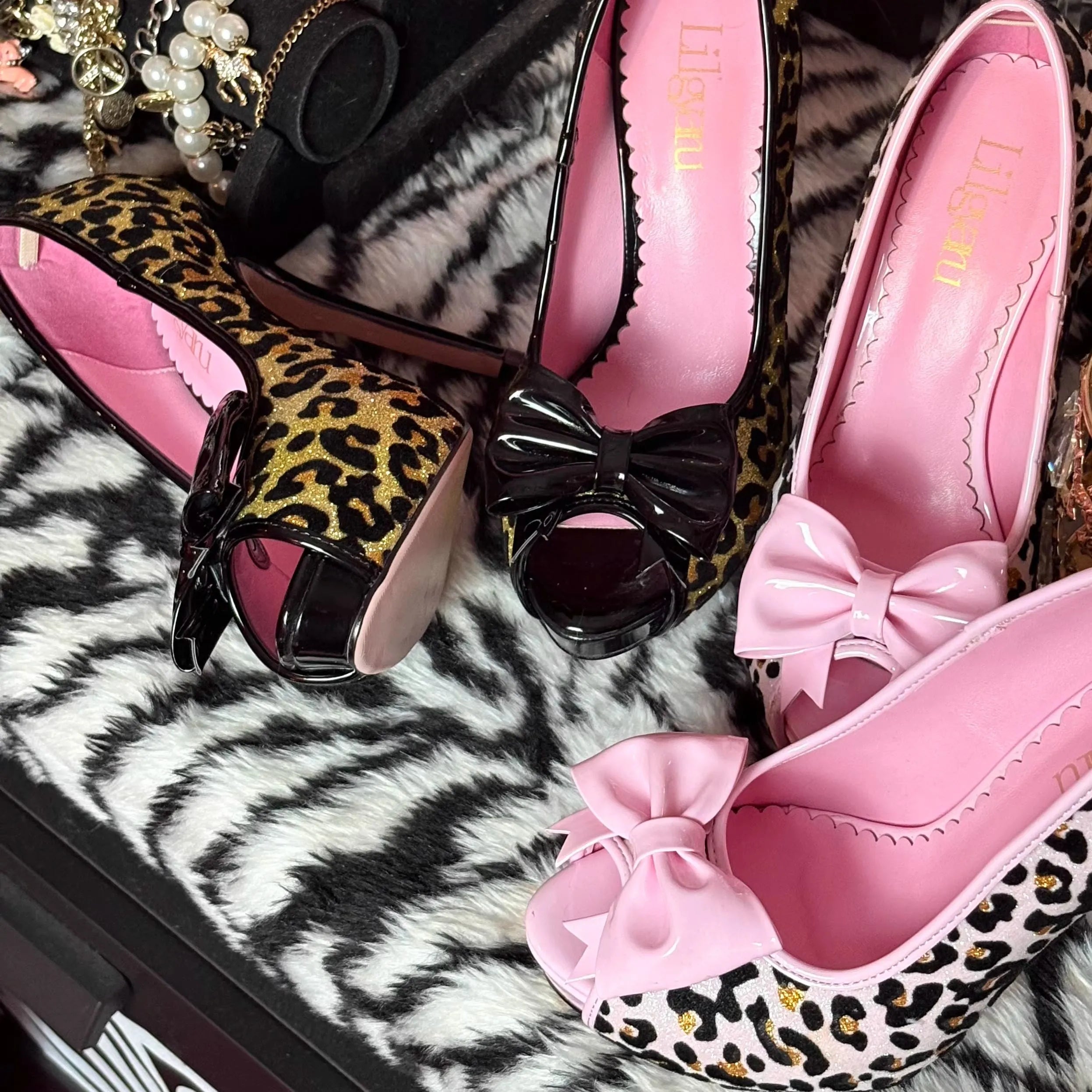 Little Devil Lilgyaru Leopard Print Old-School 12cm High Heels Women's Shibuya Gal Hime-style