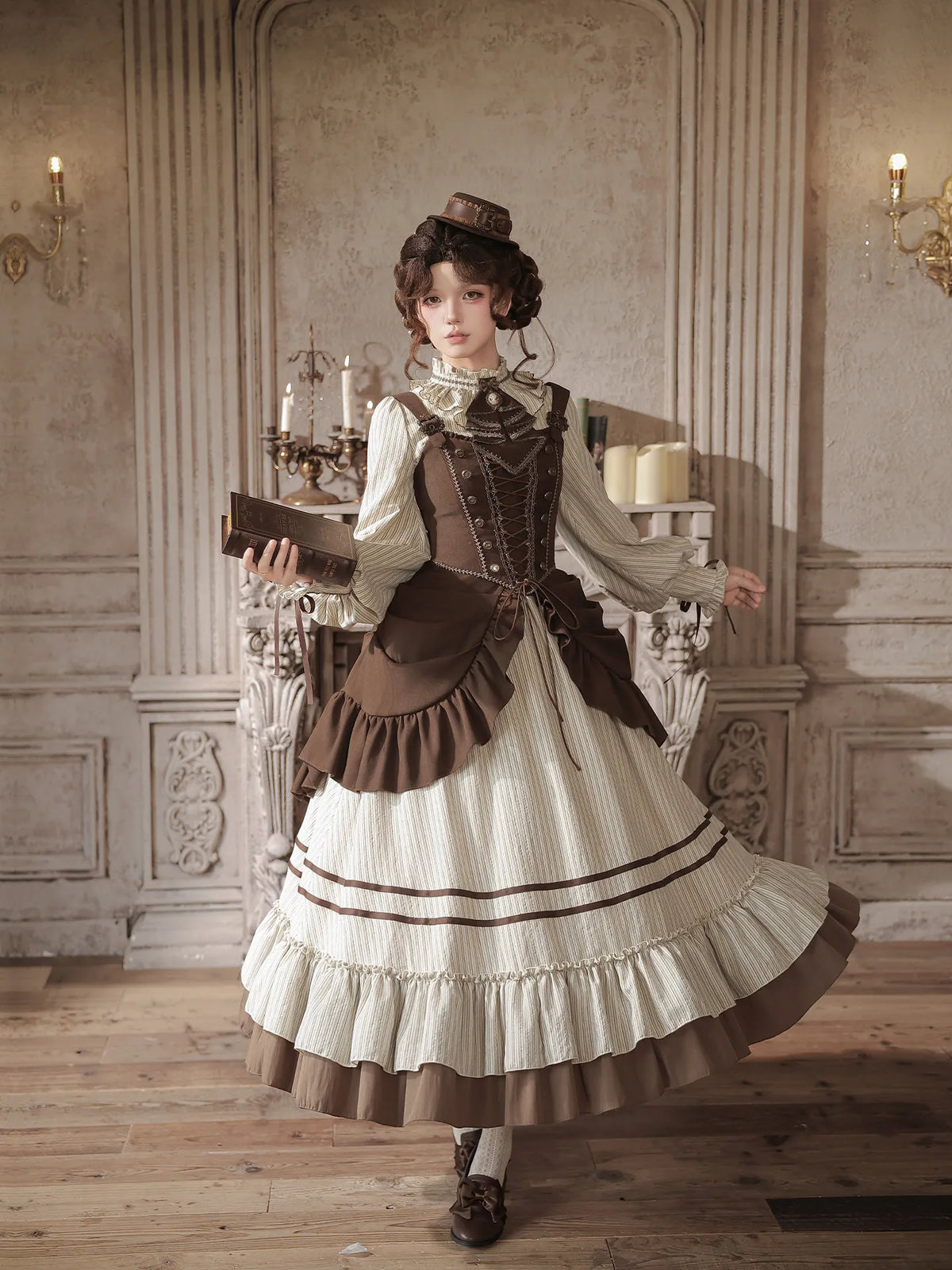 Letters and Poems·At Sunset | Wp Original Sub-Brand Ruffled Op Bra Two-Way Wear Curtain Twin Skirt Autumn