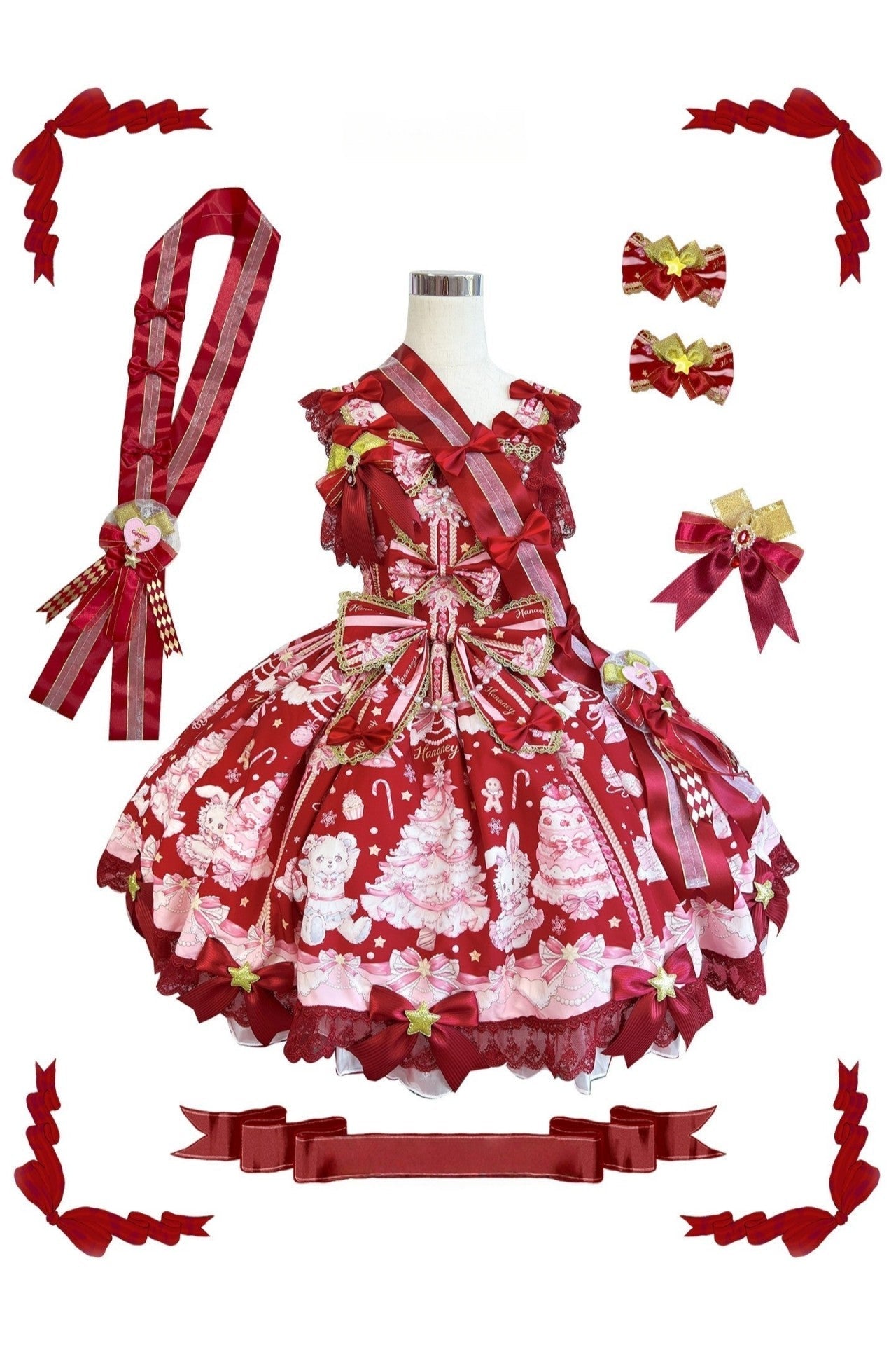 [Limited Edition: Apr 19] Hua Tian Studio Christmas Carol JSK & OP - LolitaEraJSKRedXS[Limited Edition: Apr 19] Hua Tian Studio Christmas Carol JSK & OP