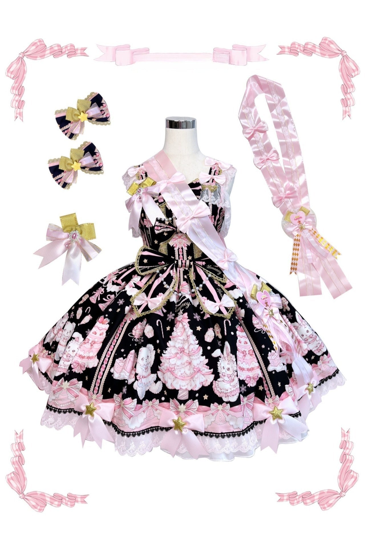 [Limited Edition: Apr 19] Hua Tian Studio Christmas Carol JSK & OP - LolitaEraJSKBlackXS[Limited Edition: Apr 19] Hua Tian Studio Christmas Carol JSK & OP