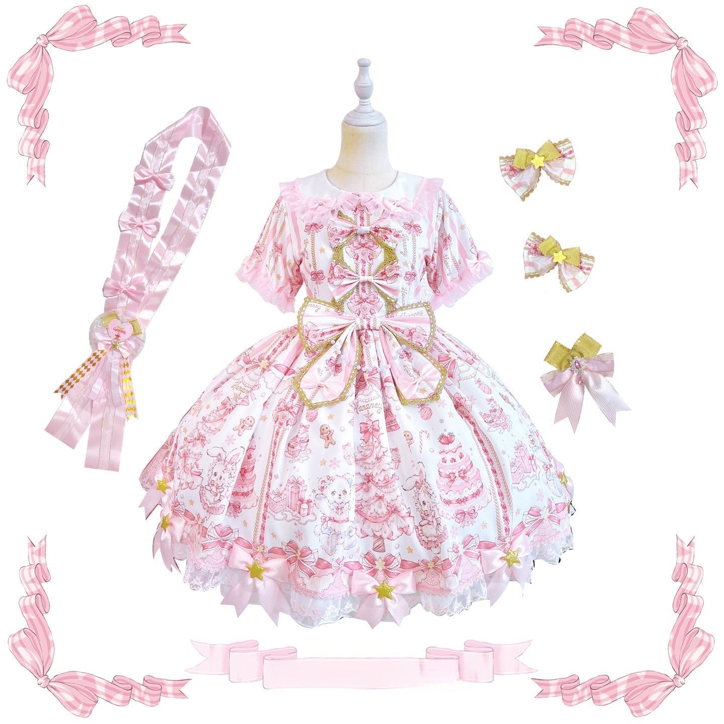 [Limited Edition: Apr 19] Hua Tian Studio Christmas Carol JSK & OP - LolitaEraOP (Short Sleeve)PinkXS[Limited Edition: Apr 19] Hua Tian Studio Christmas Carol JSK & OP