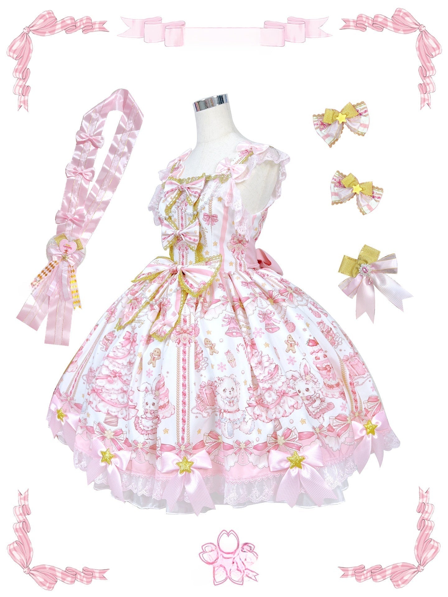 [Limited Edition: Apr 19] Hua Tian Studio Christmas Carol JSK & OP - LolitaEraJSKPinkXS[Limited Edition: Apr 19] Hua Tian Studio Christmas Carol JSK & OP