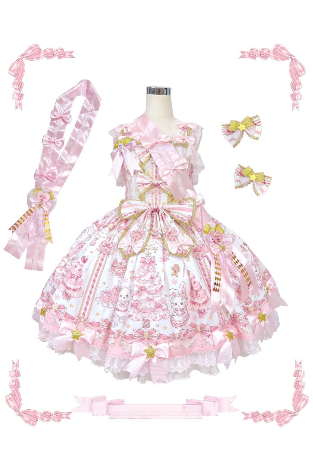 [Limited Edition: Apr 19] Hua Tian Studio Christmas Carol JSK & OP - LolitaEraJSKPinkXS[Limited Edition: Apr 19] Hua Tian Studio Christmas Carol JSK & OP