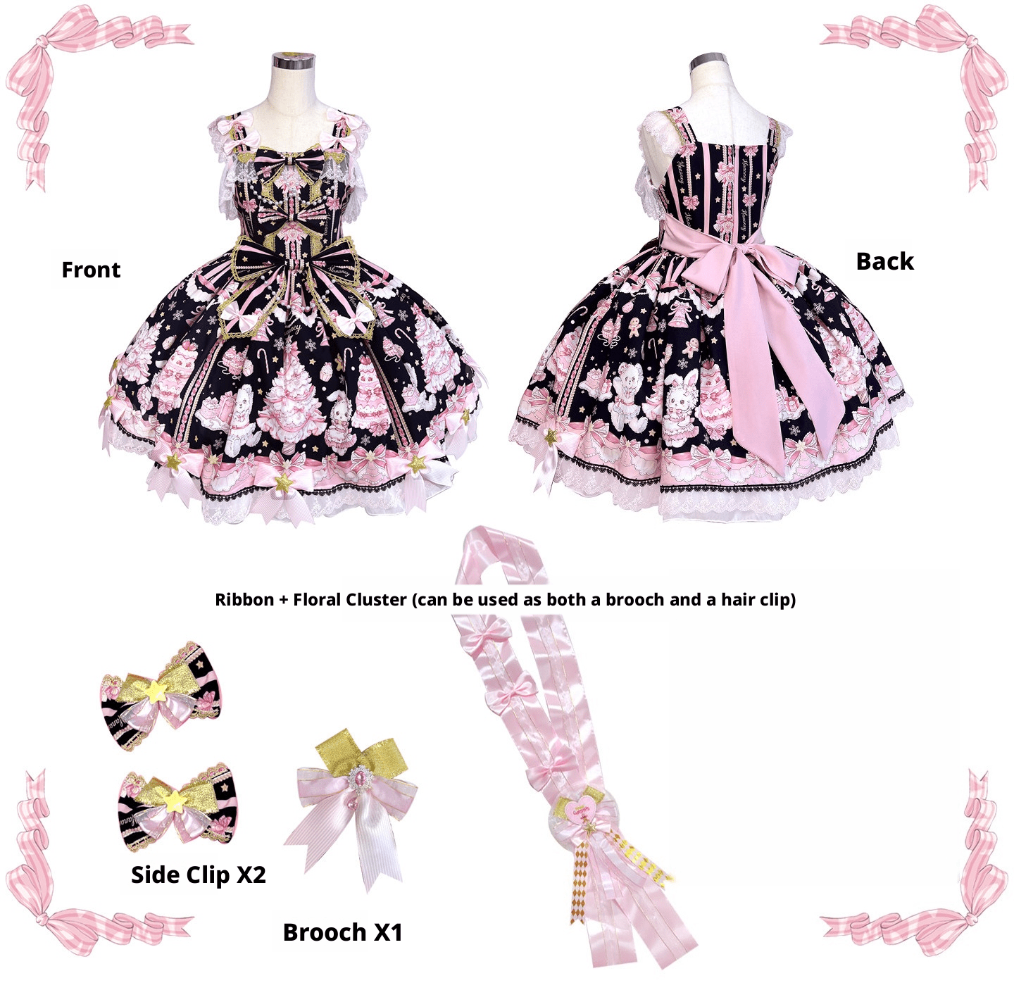 [Limited Edition: Apr 19] Hua Tian Studio Christmas Carol JSK & OP - LolitaEraJSKBlackXS[Limited Edition: Apr 19] Hua Tian Studio Christmas Carol JSK & OP