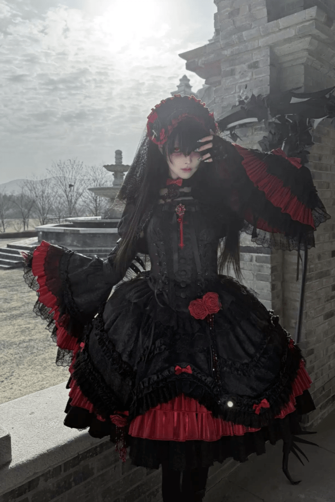 [Limited Edition: Apr 23] Blood Feast JSK Dark Gothic Lolita Dress with Bolero Set - LolitaEraSet=JSK Dress + BoleroS[Limited Edition: Apr 23] Blood Feast JSK Dark Gothic Lolita Dress with Bolero Set