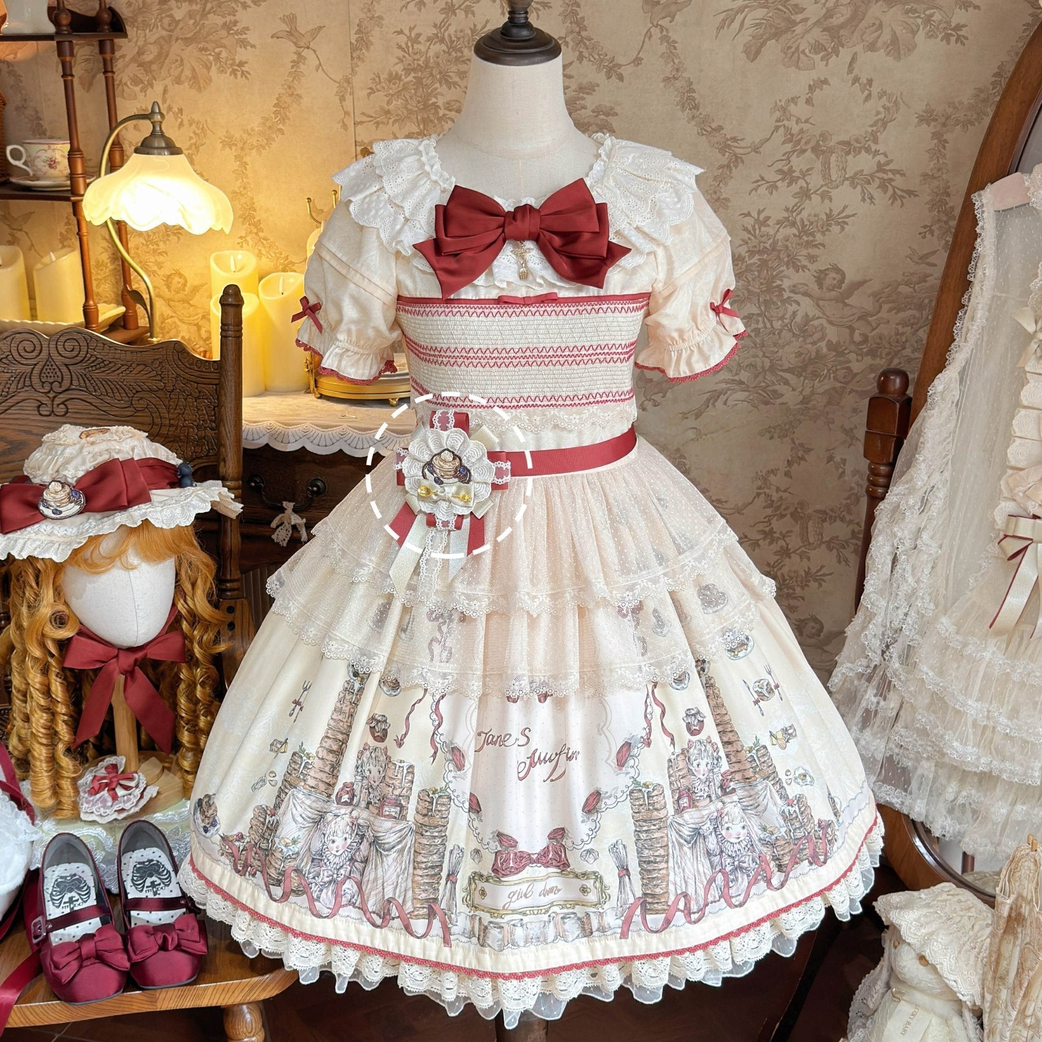 [Limited Edition: May 11] Muffin Post OP Lolita Dress - LolitaEraOP DressBeigeS[Limited Edition: May 11] Muffin Post OP Lolita Dress
