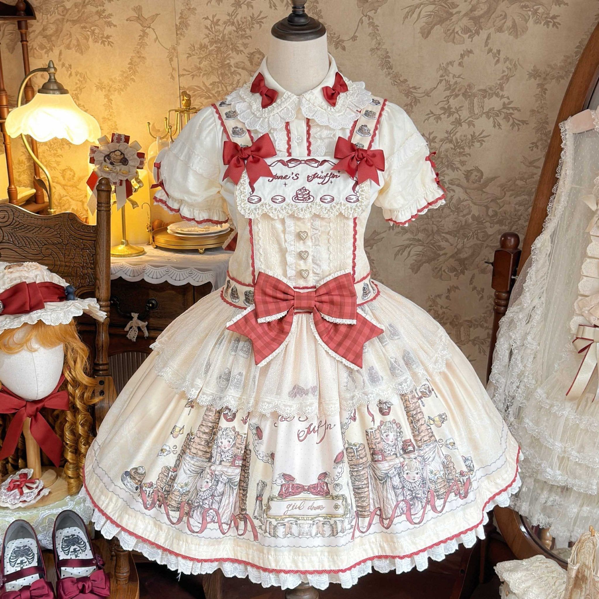 [Limited Edition: May 11] Muffin Post OP Lolita Dress - LolitaEraJSK+BlouseBeigeS[Limited Edition: May 11] Muffin Post OP Lolita Dress