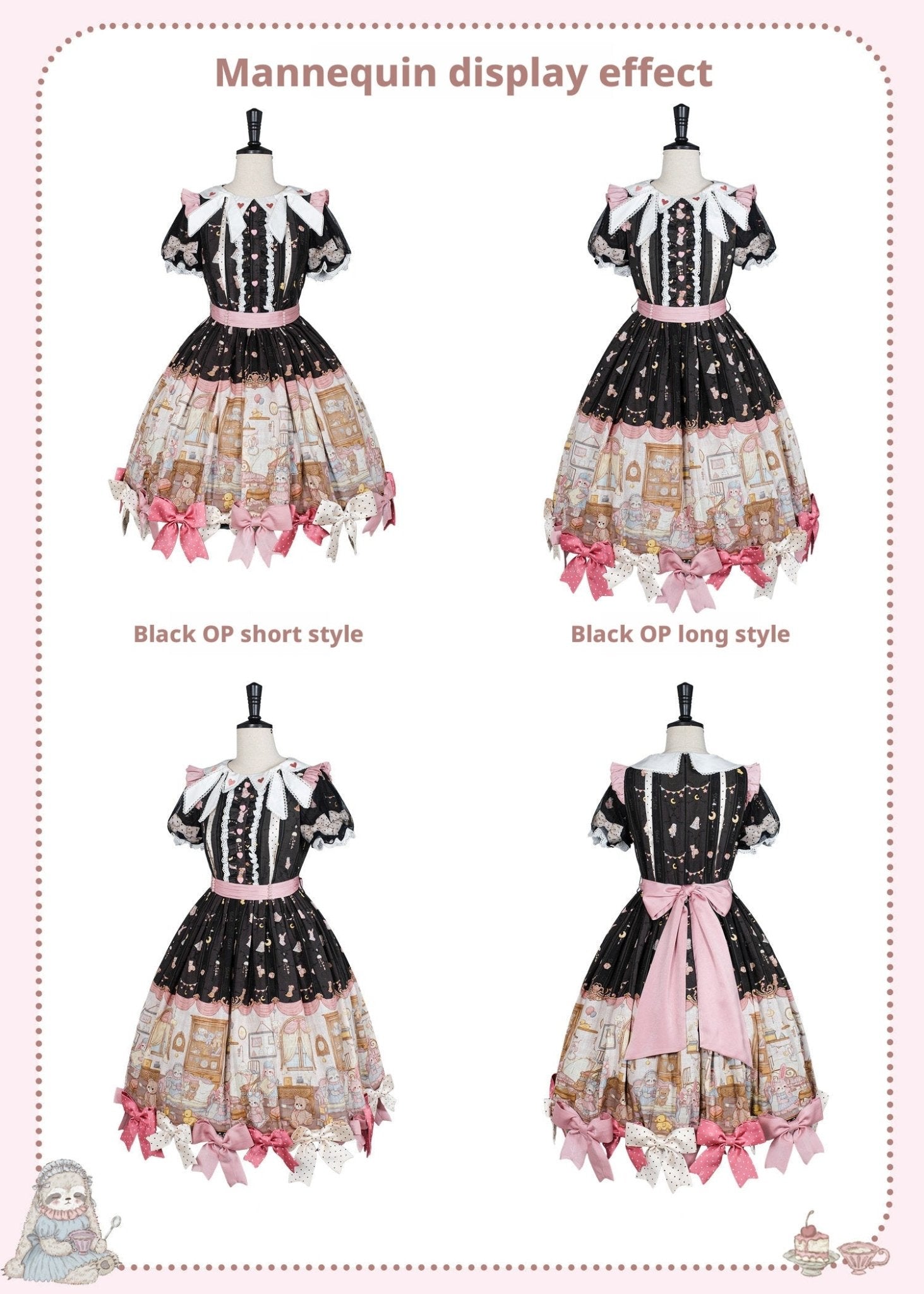 [Limited Edition: May 17] Lazy Bow JSK Gradient Bow Lolita Dress - LolitaEraJSK DressBlackS[Limited Edition: May 17] Lazy Bow JSK Gradient Bow Lolita Dress