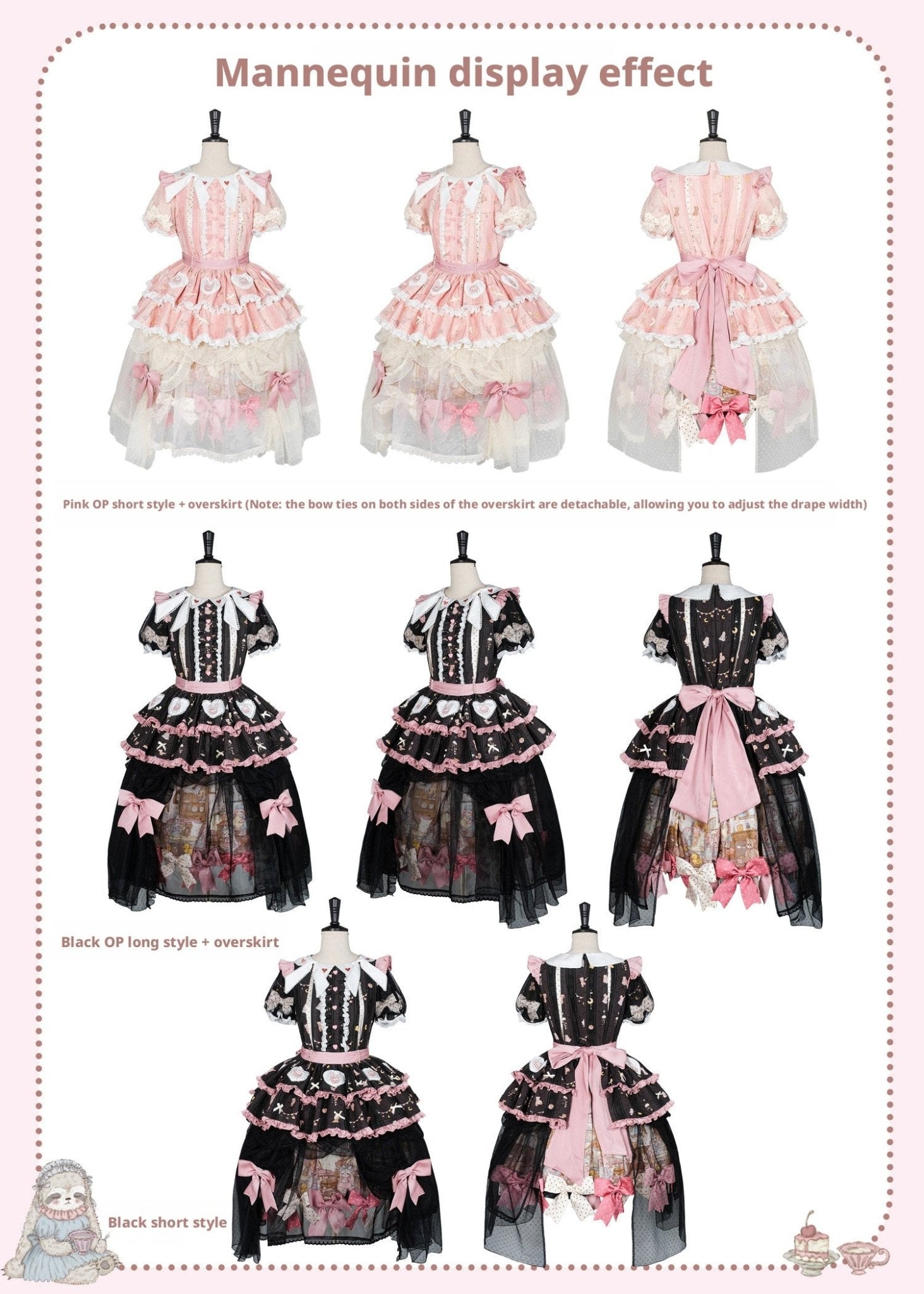 [Limited Edition: May 17] Lazy Bow JSK Gradient Bow Lolita Dress - LolitaEraJSK DressBlackS[Limited Edition: May 17] Lazy Bow JSK Gradient Bow Lolita Dress