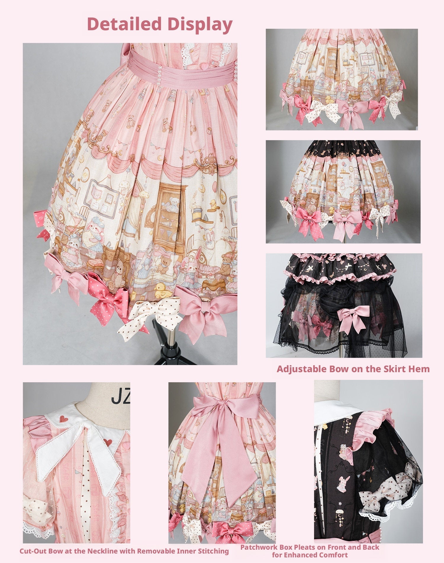 [Limited Edition: May 17] Lazy Bow JSK Gradient Bow Lolita Dress - LolitaEraJSK DressBlackS[Limited Edition: May 17] Lazy Bow JSK Gradient Bow Lolita Dress