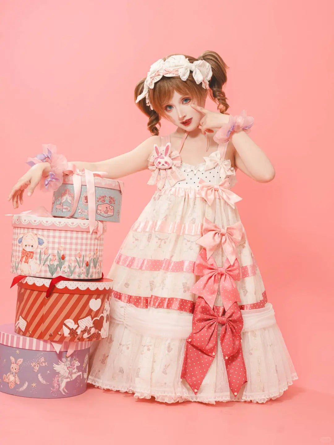 [Limited Edition: May 17] Lazy Bow JSK Gradient Bow Lolita Dress - LolitaEraJSK DressBlackS[Limited Edition: May 17] Lazy Bow JSK Gradient Bow Lolita Dress