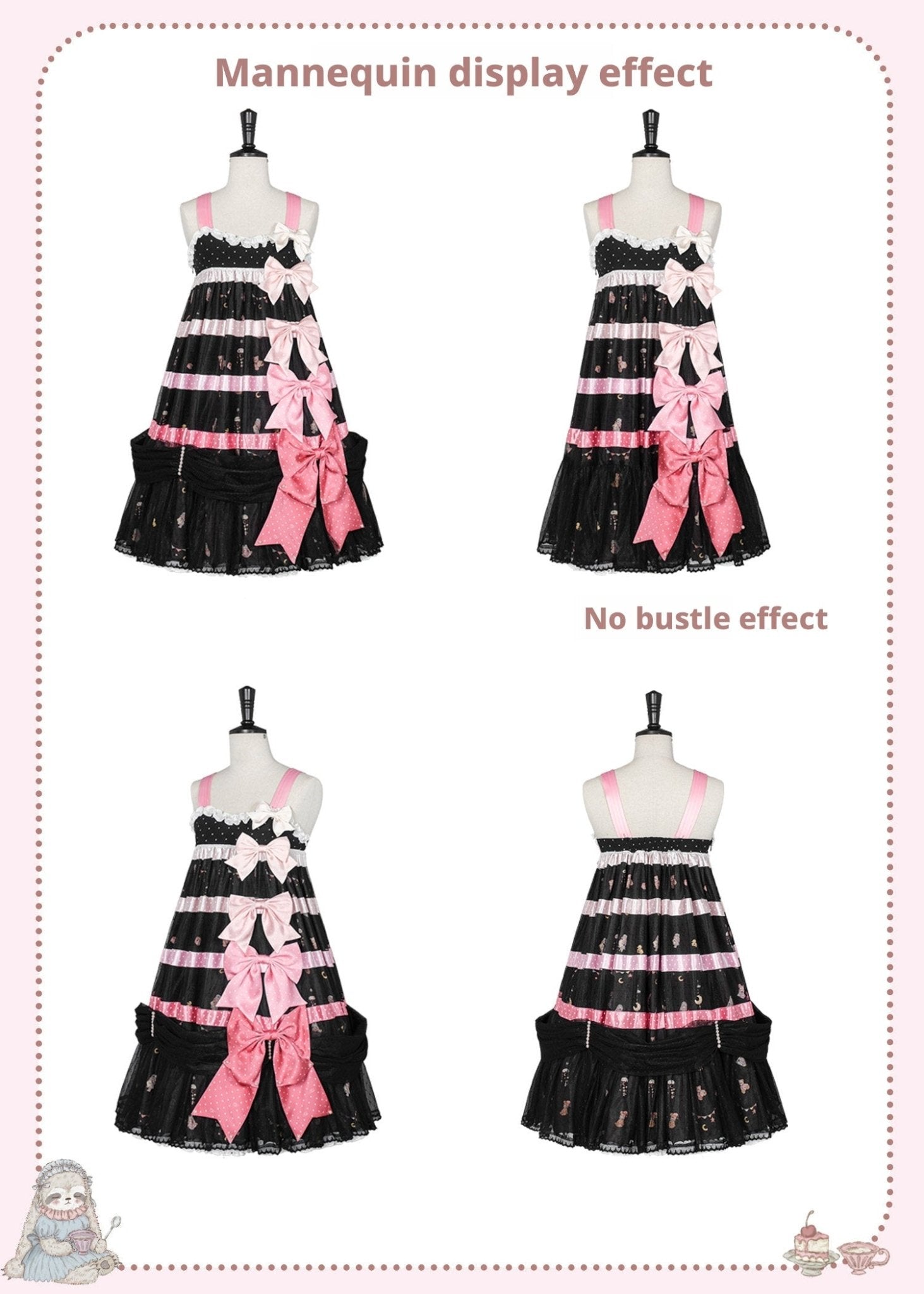 [Limited Edition: May 17] Lazy Bow JSK Gradient Bow Lolita Dress - LolitaEraJSK DressBlackS[Limited Edition: May 17] Lazy Bow JSK Gradient Bow Lolita Dress