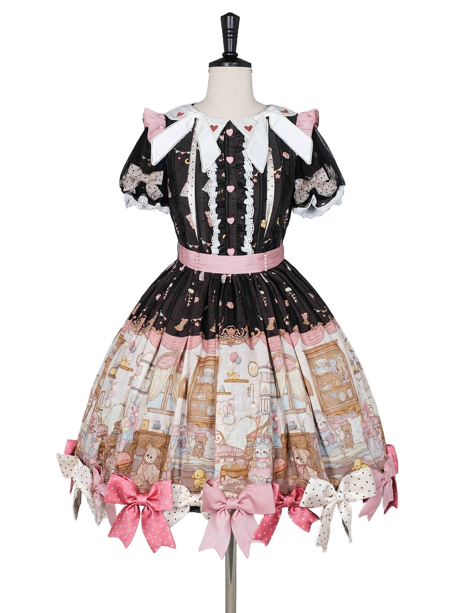 [Limited Edition: May 17] Lazy Bow JSK Gradient Bow Lolita Dress - LolitaEraJSK DressBlackS[Limited Edition: May 17] Lazy Bow JSK Gradient Bow Lolita Dress