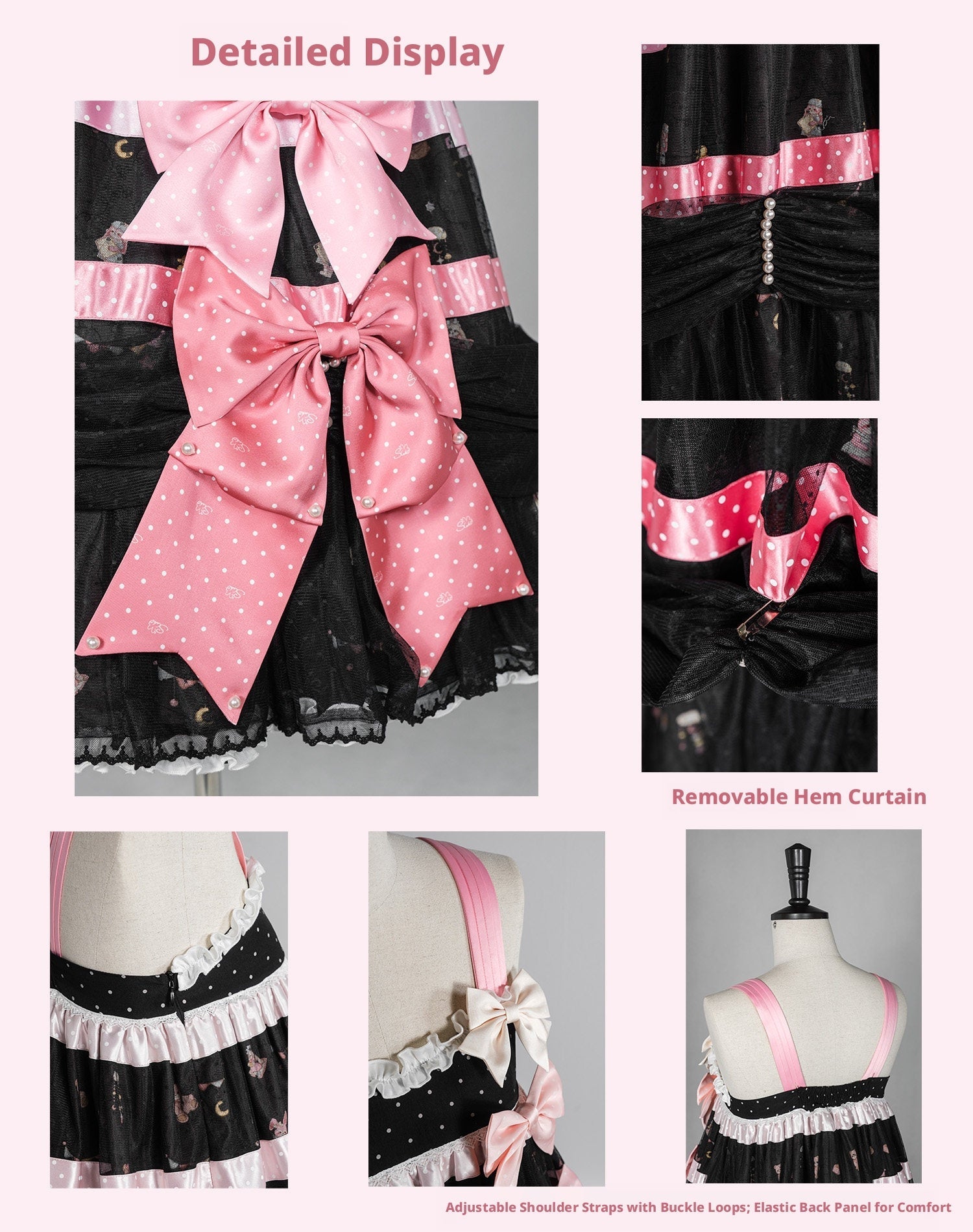 [Limited Edition: May 17] Lazy Bow JSK Gradient Bow Lolita Dress - LolitaEraJSK DressBlackS[Limited Edition: May 17] Lazy Bow JSK Gradient Bow Lolita Dress
