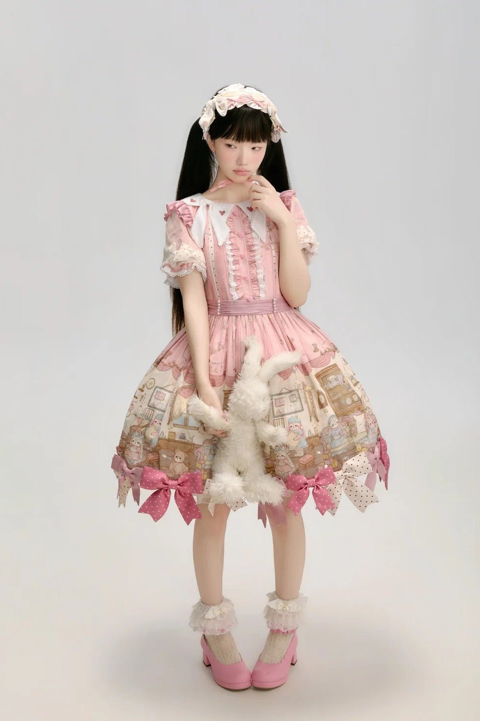 [Limited Edition: May 17] Lazy Bow JSK Gradient Bow Lolita Dress - LolitaEraJSK DressBlackS[Limited Edition: May 17] Lazy Bow JSK Gradient Bow Lolita Dress