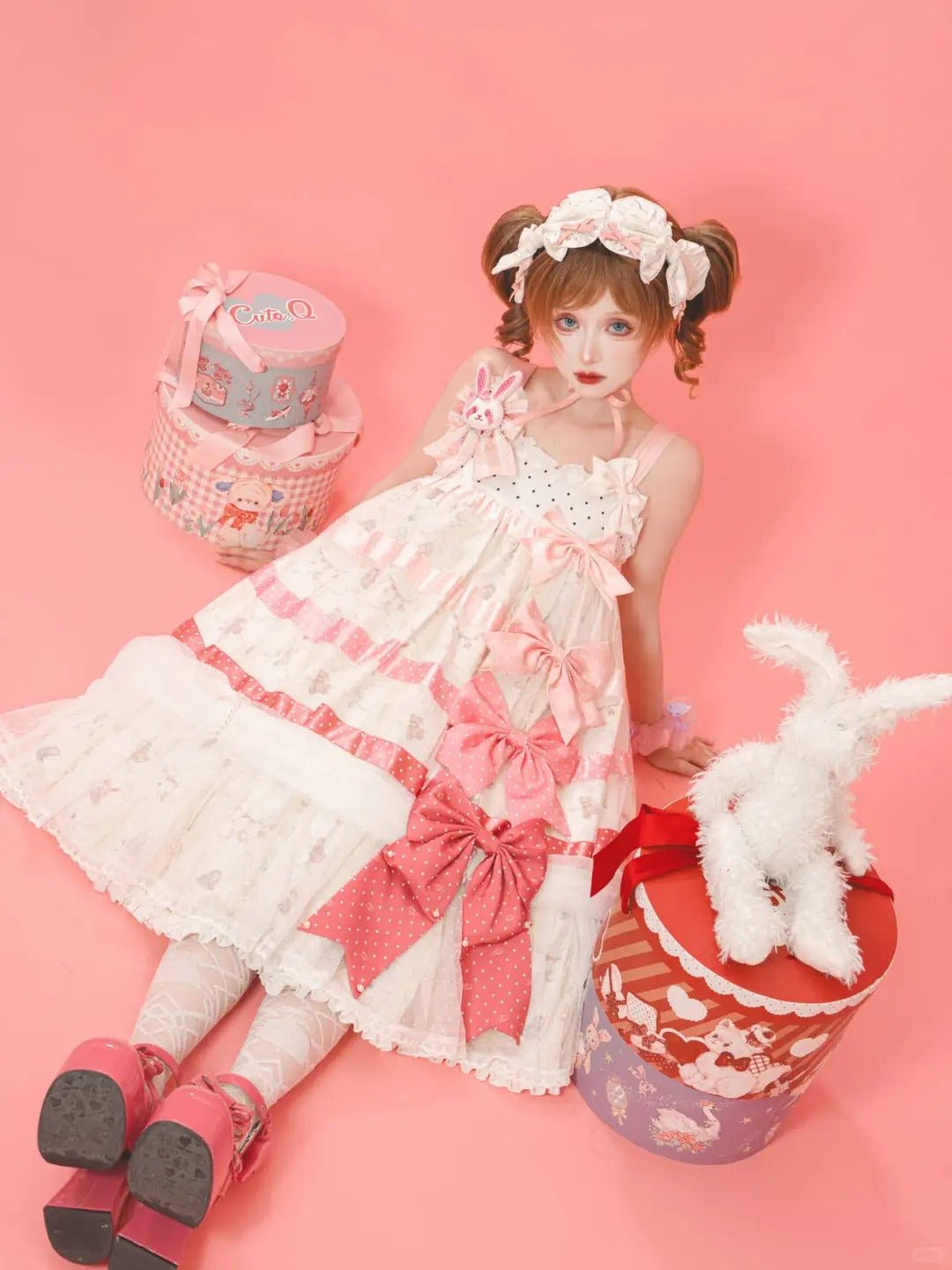 [Limited Edition: May 17] Lazy Bow JSK Gradient Bow Lolita Dress - LolitaEraJSK DressBlackS[Limited Edition: May 17] Lazy Bow JSK Gradient Bow Lolita Dress