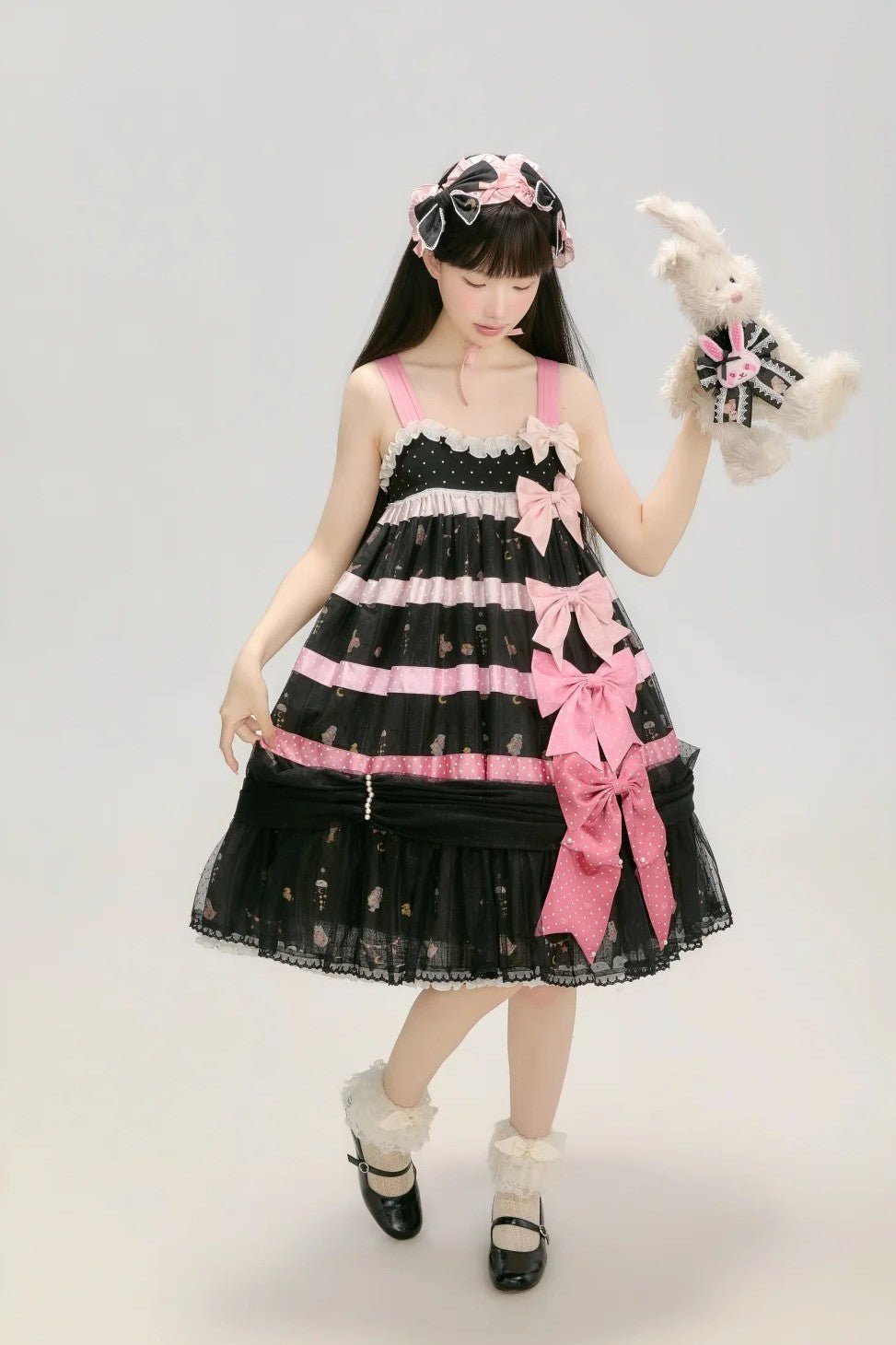 [Limited Edition: May 17] Lazy Bow JSK Gradient Bow Lolita Dress - LolitaEraJSK DressBlackS[Limited Edition: May 17] Lazy Bow JSK Gradient Bow Lolita Dress