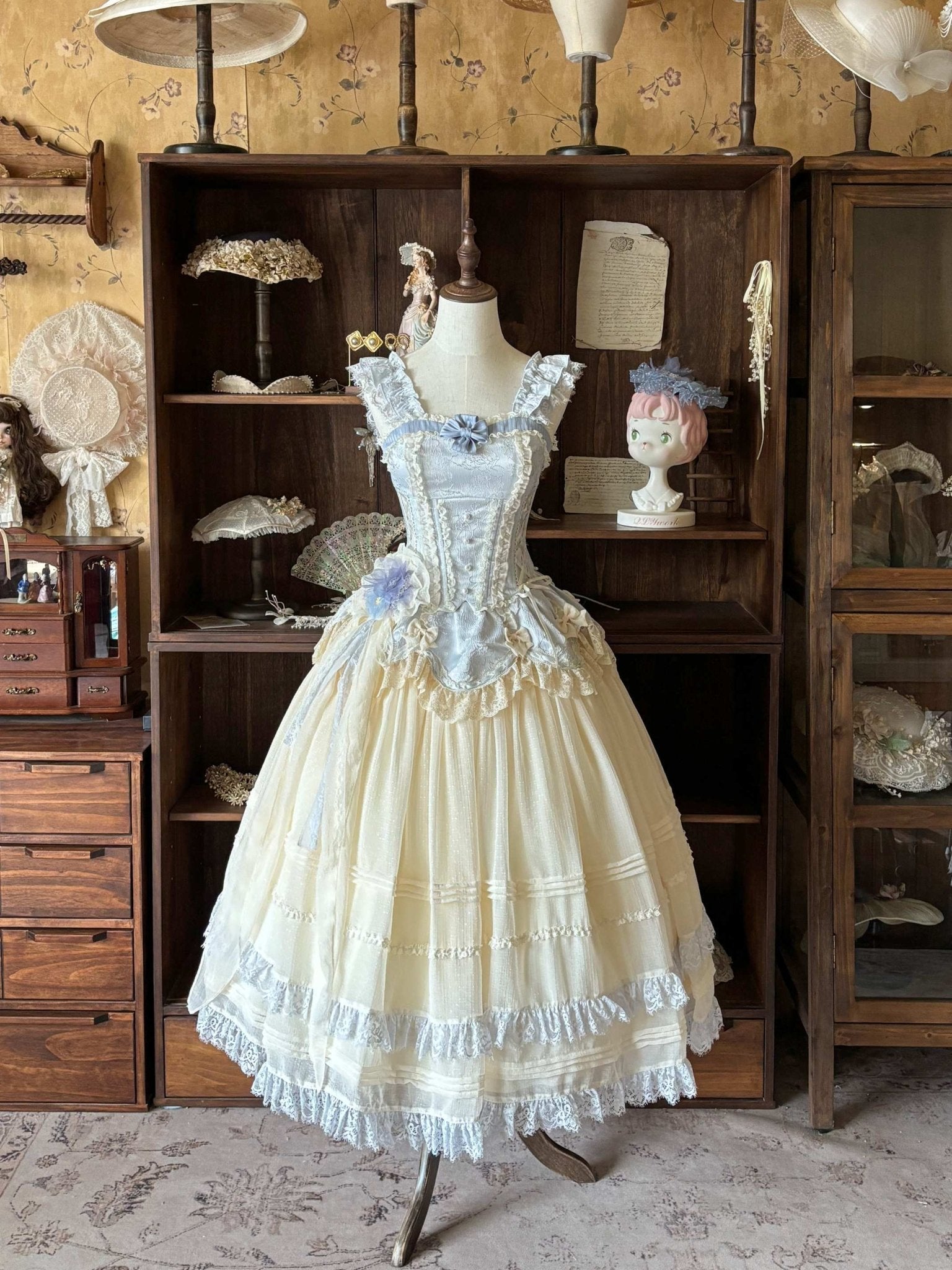 [Limited Edition: May 25 Ends] Dream Shadow Classic Lolita Dress - LolitaEraLong DressBlueS[Limited Edition: May 25 Ends] Dream Shadow Classic Lolita Dress