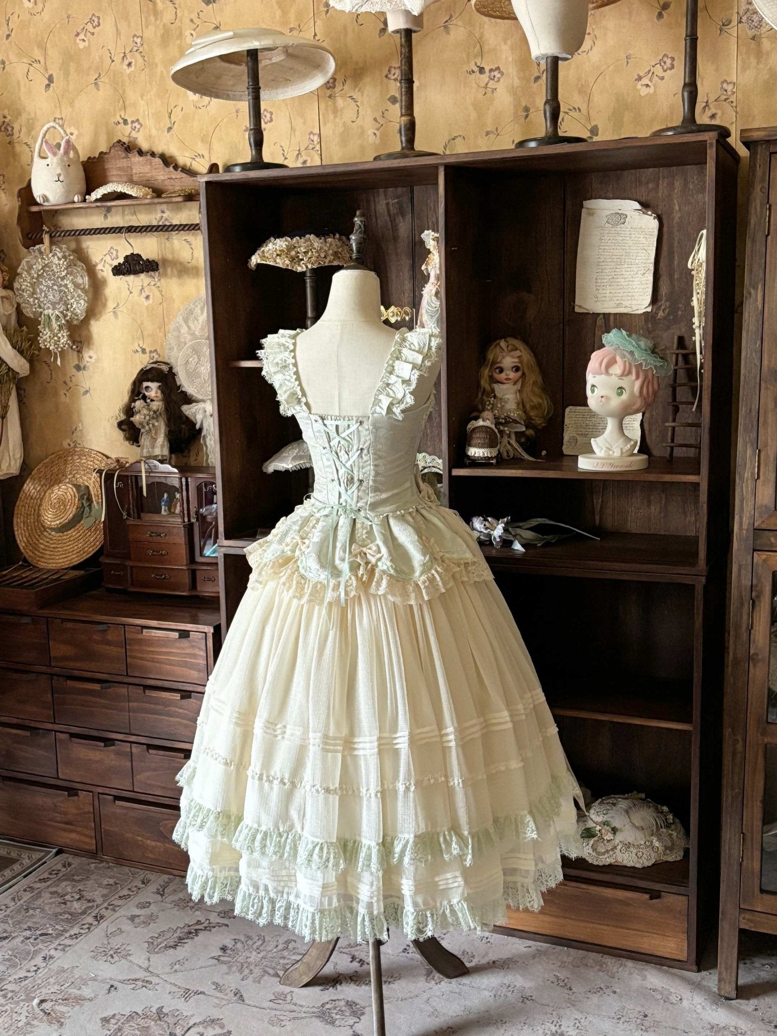 [Limited Edition: May 25 Ends] Dream Shadow Classic Lolita Dress - LolitaEraLong DressGreenS[Limited Edition: May 25 Ends] Dream Shadow Classic Lolita Dress