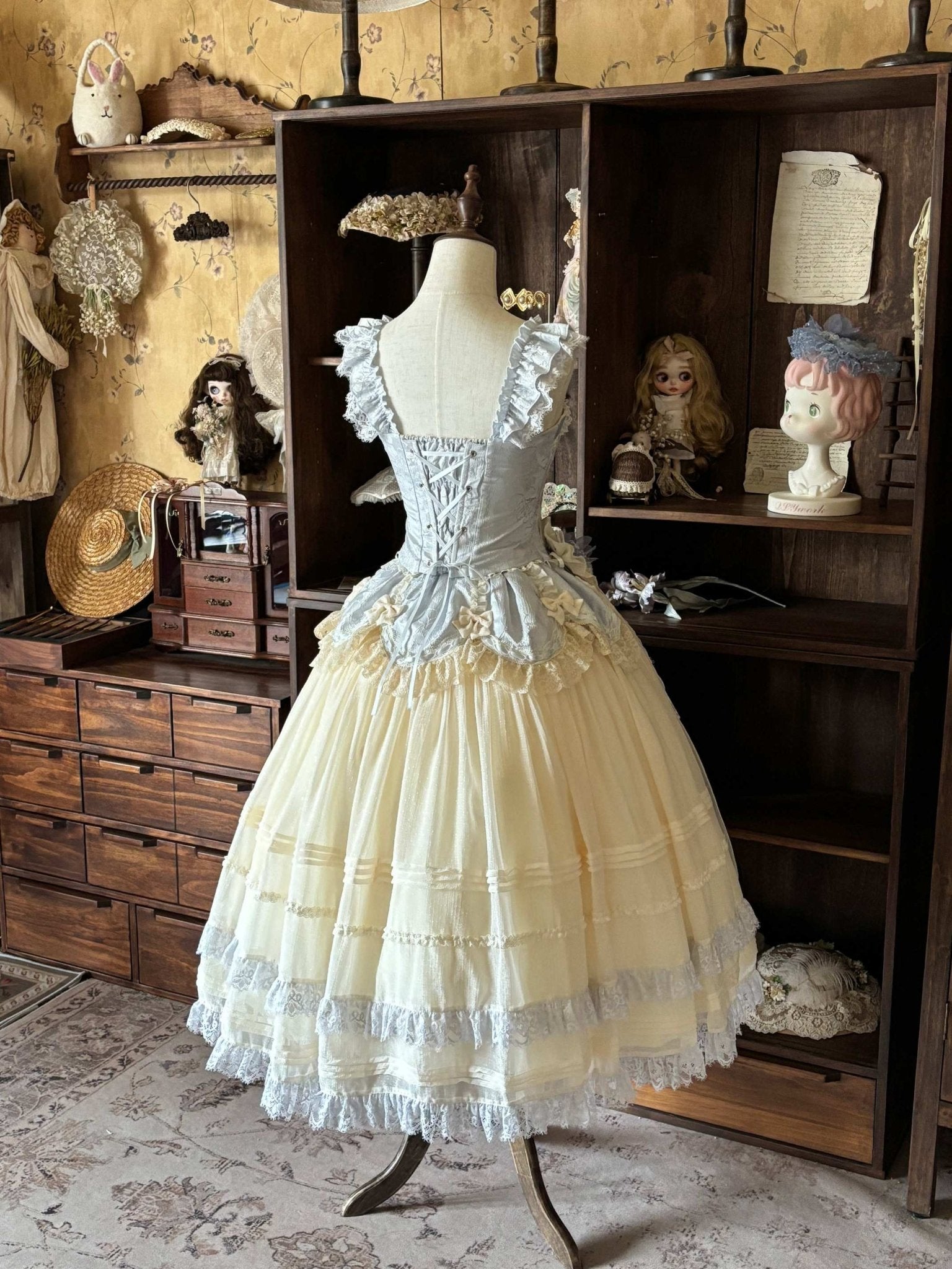 [Limited Edition: May 25 Ends] Dream Shadow Classic Lolita Dress - LolitaEraLong DressBlueS[Limited Edition: May 25 Ends] Dream Shadow Classic Lolita Dress