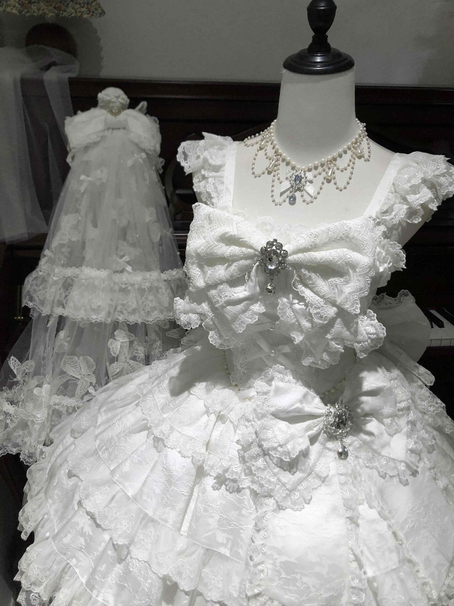 [Limited Edition: May 25 ] Moonlight Coronation Gorgeous Lolita JSK - LolitaEraDress Only=Includes Bust Bow + Waist BowBlueXS[Limited Edition: May 25 ] Moonlight Coronation Gorgeous Lolita JSK