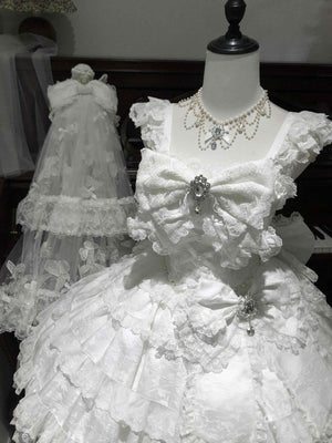 [Limited Edition: May 25 ] Moonlight Coronation Gorgeous Lolita JSK - LolitaEraDress Only=Includes Bust Bow + Waist BowBlueXS[Limited Edition: May 25 ] Moonlight Coronation Gorgeous Lolita JSK