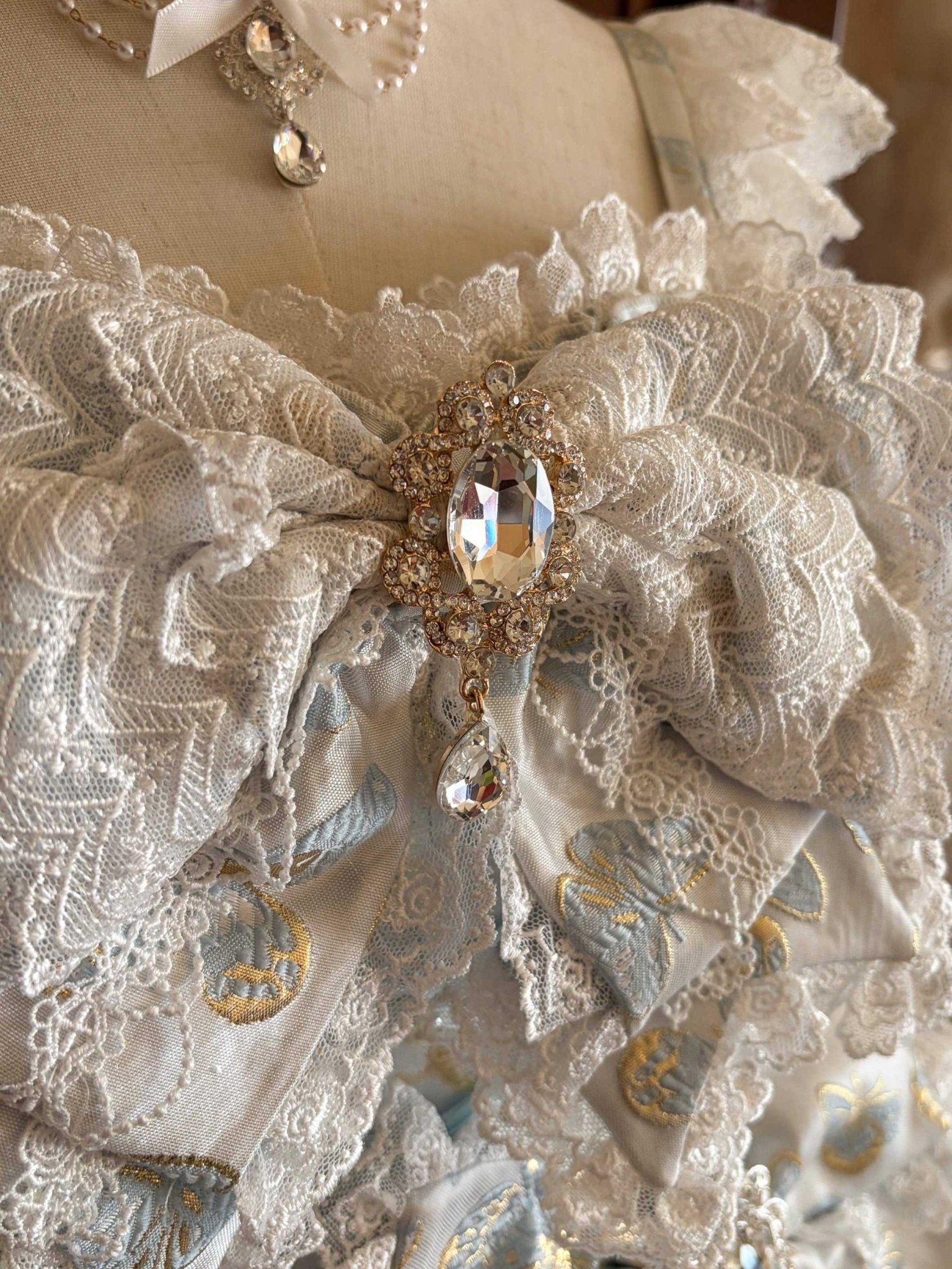 [Limited Edition: May 25 ] Moonlight Coronation Gorgeous Lolita JSK - LolitaEraDress Only=Includes Bust Bow + Waist BowBlueXS[Limited Edition: May 25 ] Moonlight Coronation Gorgeous Lolita JSK