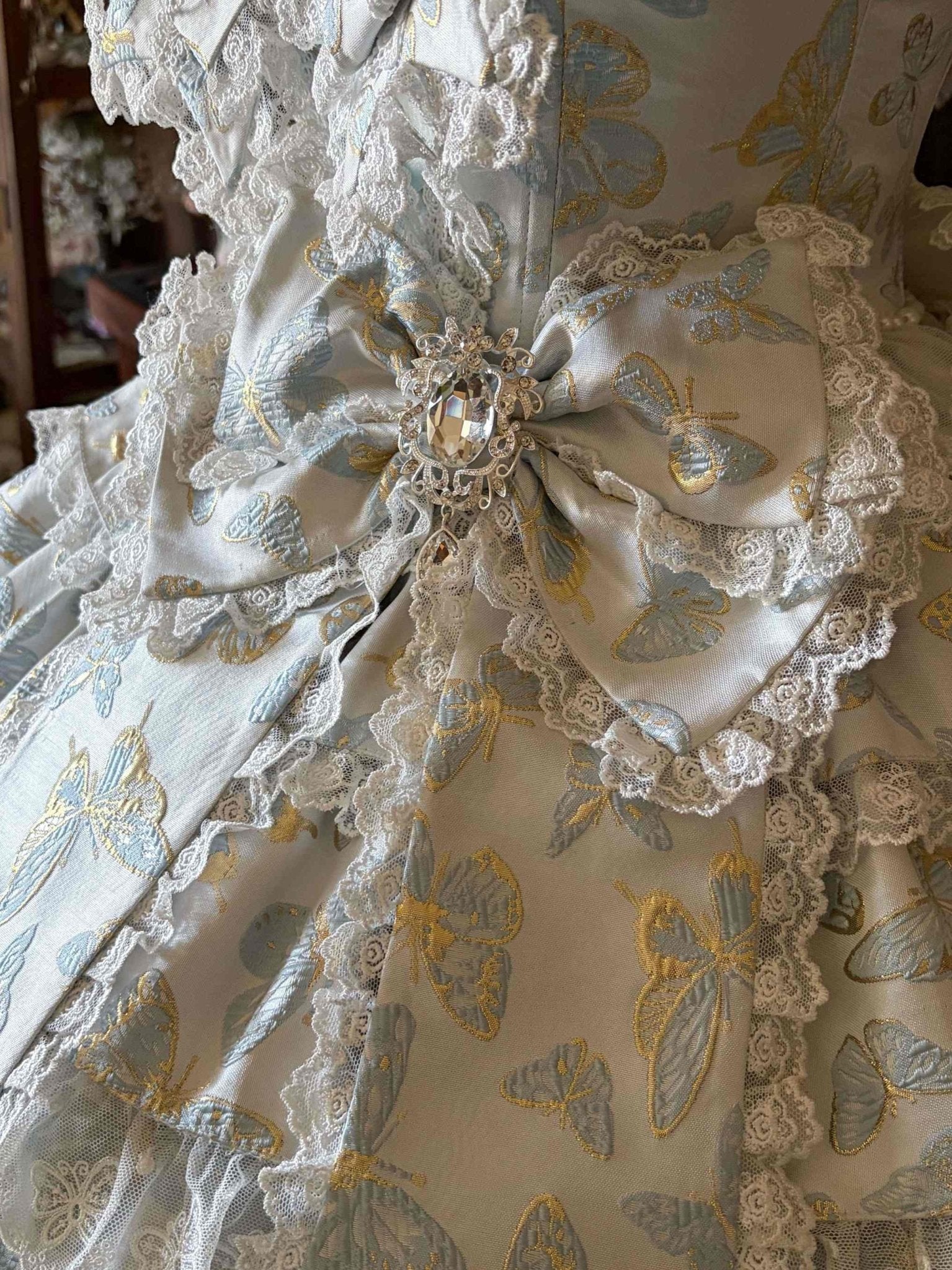 [Limited Edition: May 25 ] Moonlight Coronation Gorgeous Lolita JSK - LolitaEraDress Only=Includes Bust Bow + Waist BowBlueXS[Limited Edition: May 25 ] Moonlight Coronation Gorgeous Lolita JSK