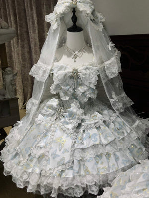 [Limited Edition: May 25 ] Moonlight Coronation Gorgeous Lolita JSK - LolitaEraDress Only=Includes Bust Bow + Waist BowWhiteXS[Limited Edition: May 25 ] Moonlight Coronation Gorgeous Lolita JSK