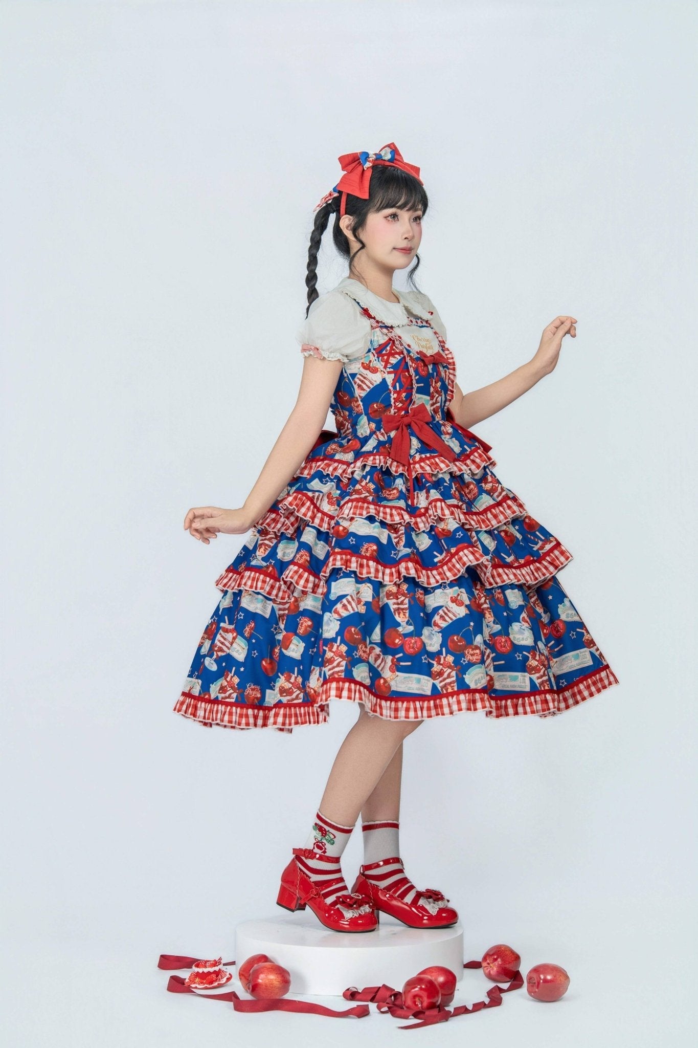 [Limited Edition: May 6 ] Midsummer Cherry Pie Lolita Dress - LolitaEraOPBlueXS[Limited Edition: May 6 ] Midsummer Cherry Pie Lolita Dress